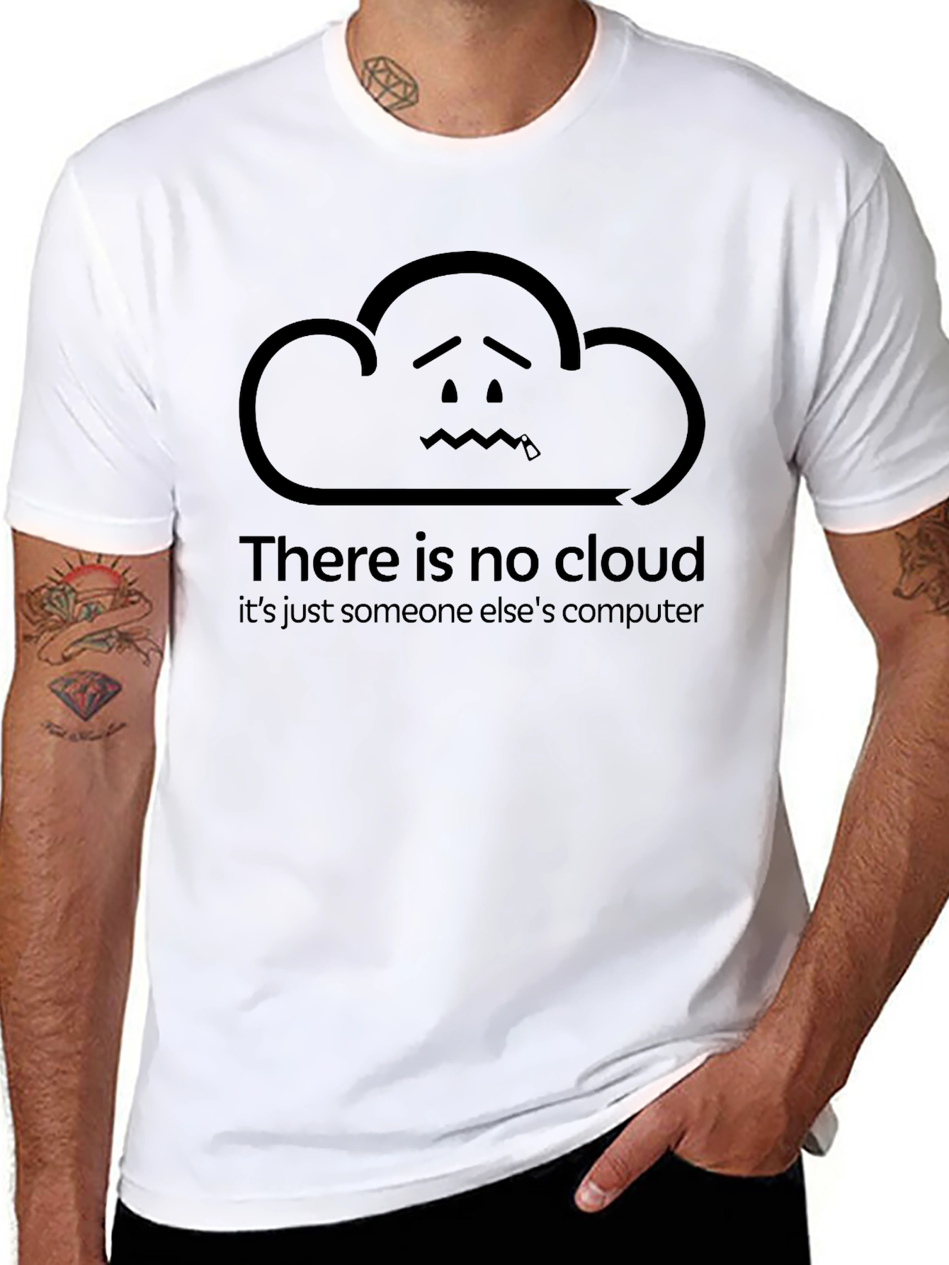 Black Funny Cloud T-Shirt - There Is No Cloud view 8