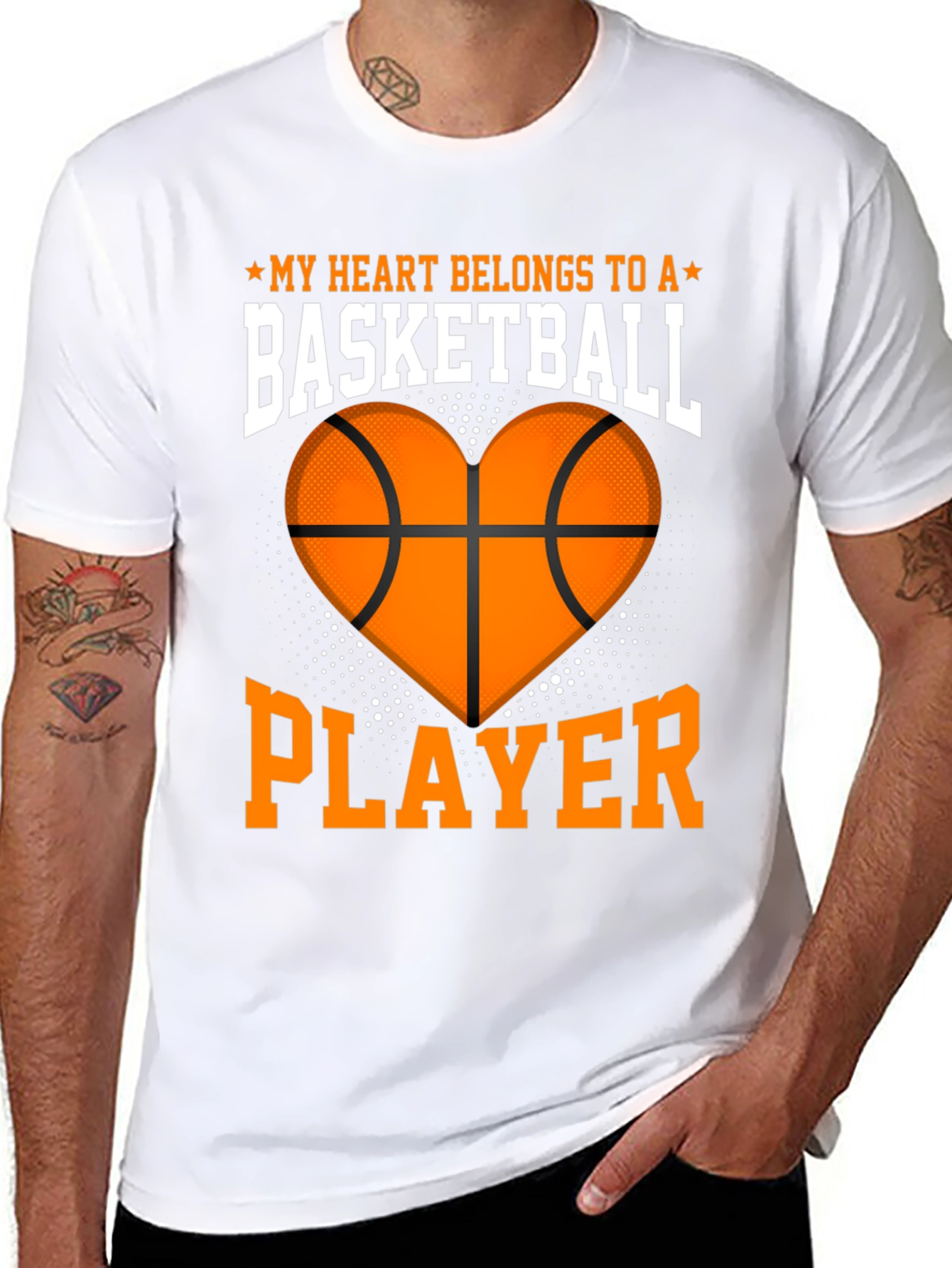 Black Basketball Lover's Heart T-Shirt view 8