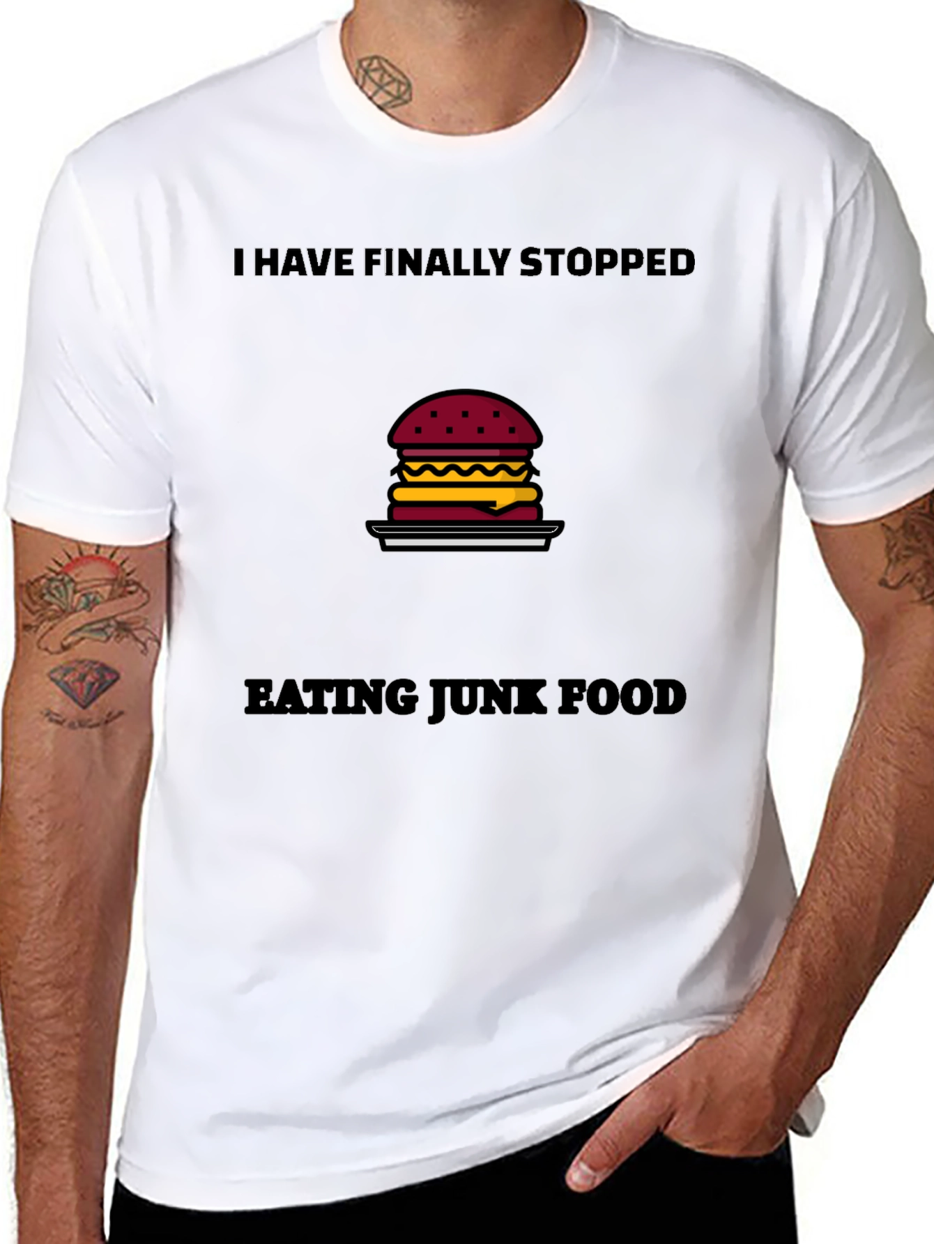 Black Funny Diet T-Shirt: I Have Finally Stopped Eating Junk Food view 8