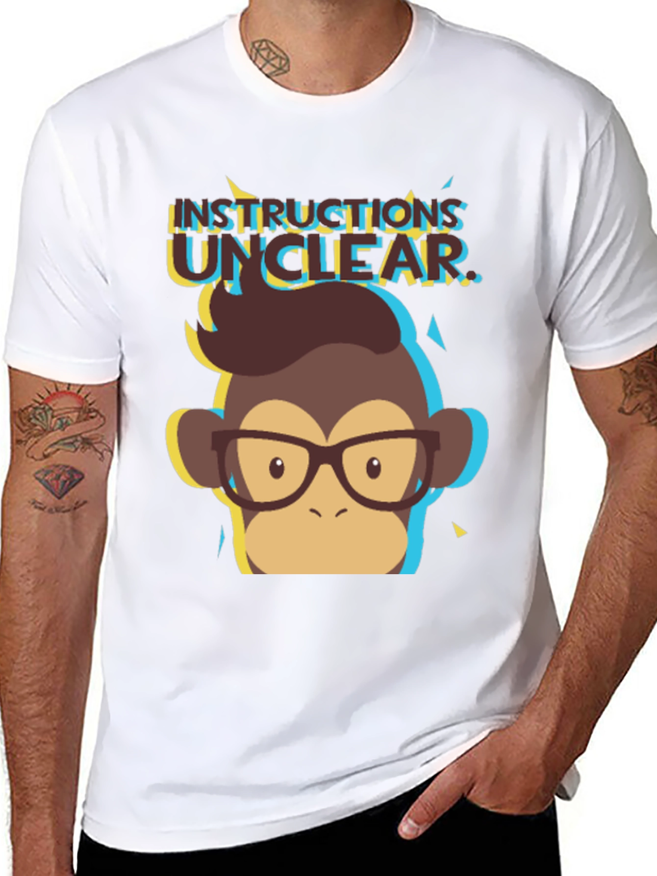 Black Instructions Unclear Monkey Graphic Tee - Black T-Shirt view 8