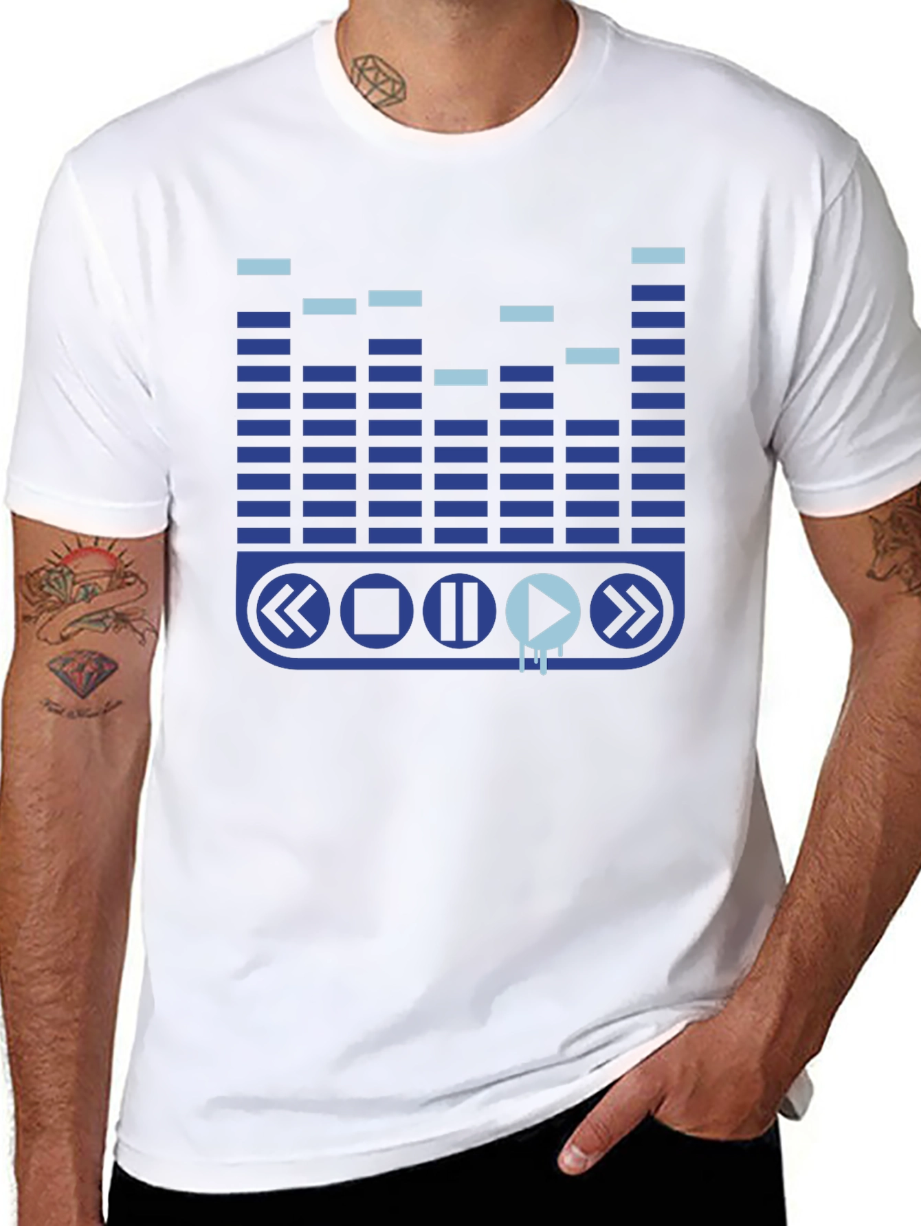 Black Music Equalizer Men's Graphic Tee view 8