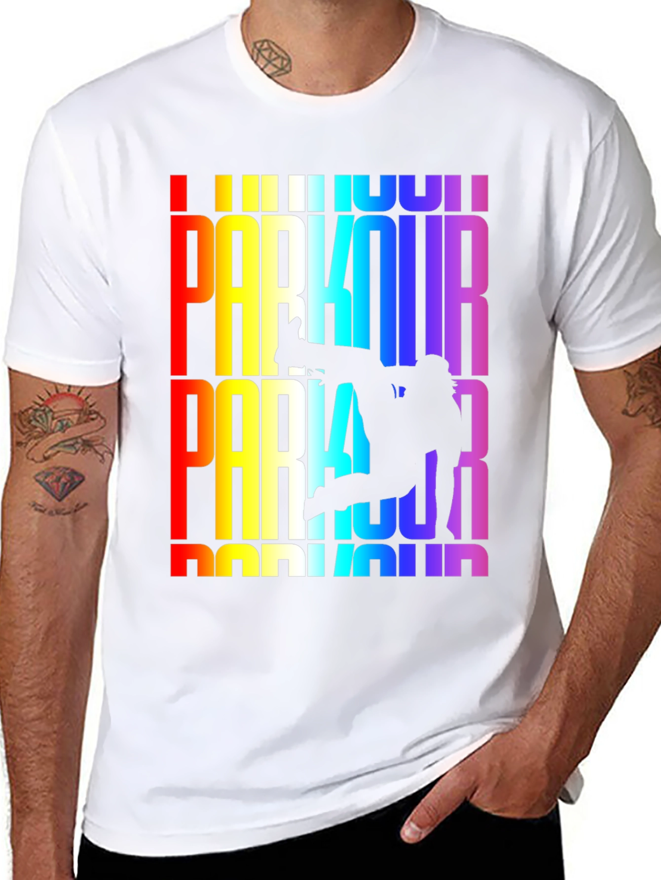 Black Rainbow Parkour Graphic Tee - Black view 8