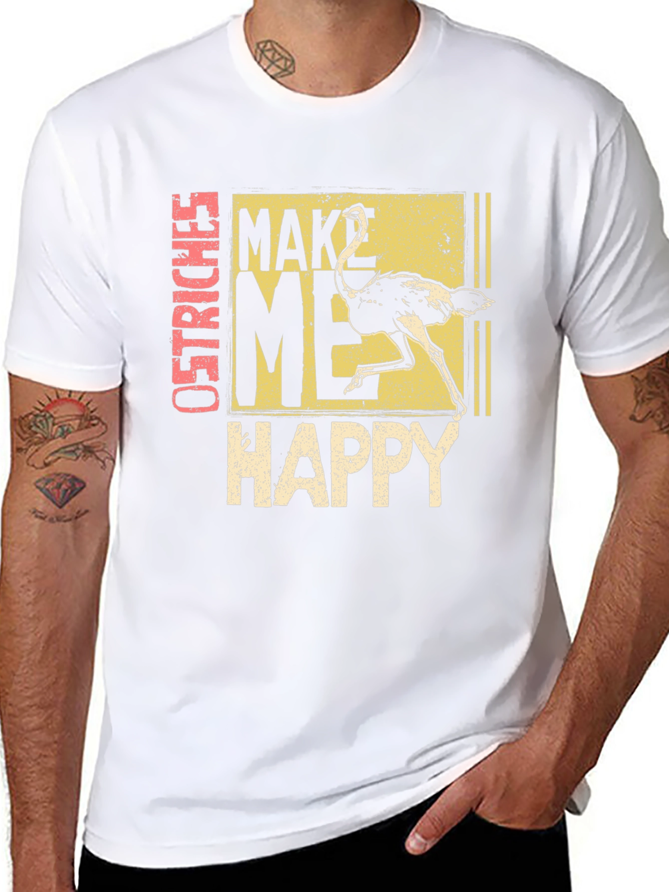 Black Ostrich Make Me Happy Graphic T-Shirt - Black view 8