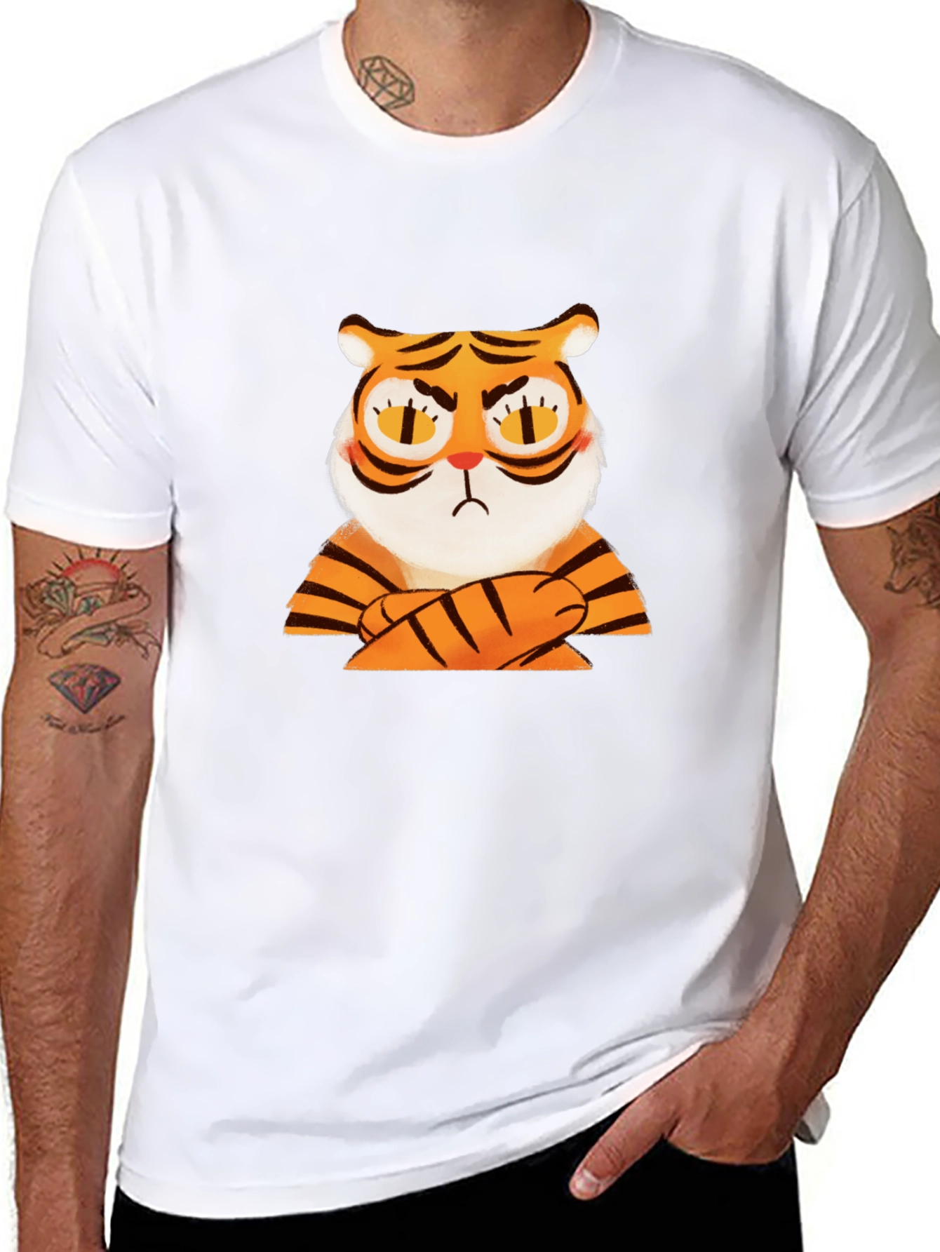 Black Grumpy Tiger Graphic T-Shirt - Black view 8