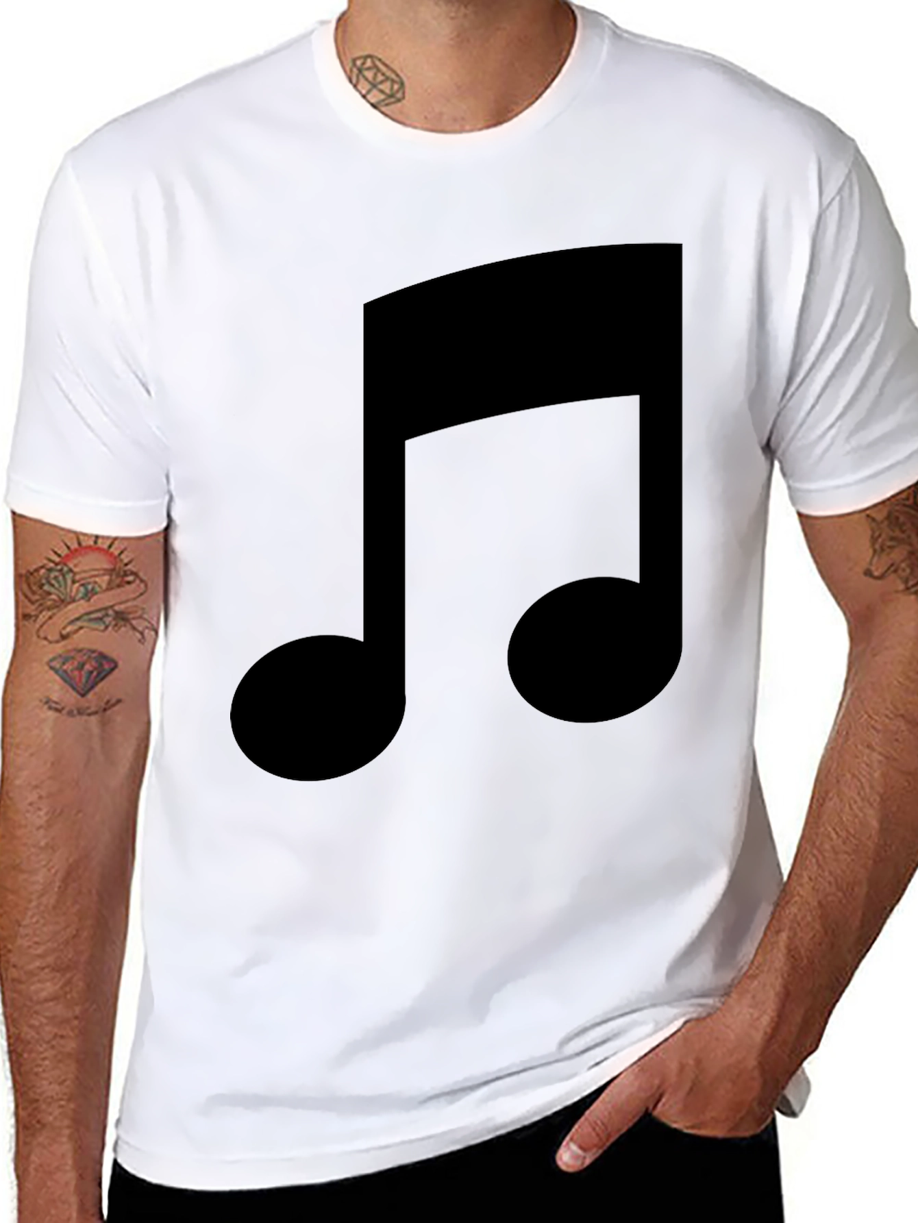 Black Music Note Graphic Tee - Stylish Black T-Shirt view 8