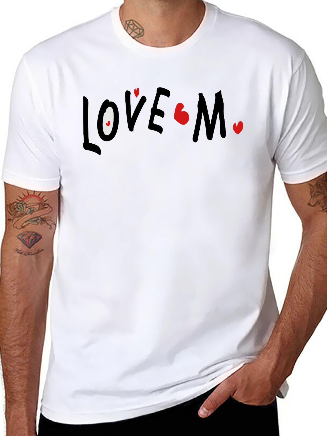 Black Love Me T-Shirt - Heart Accents view 8