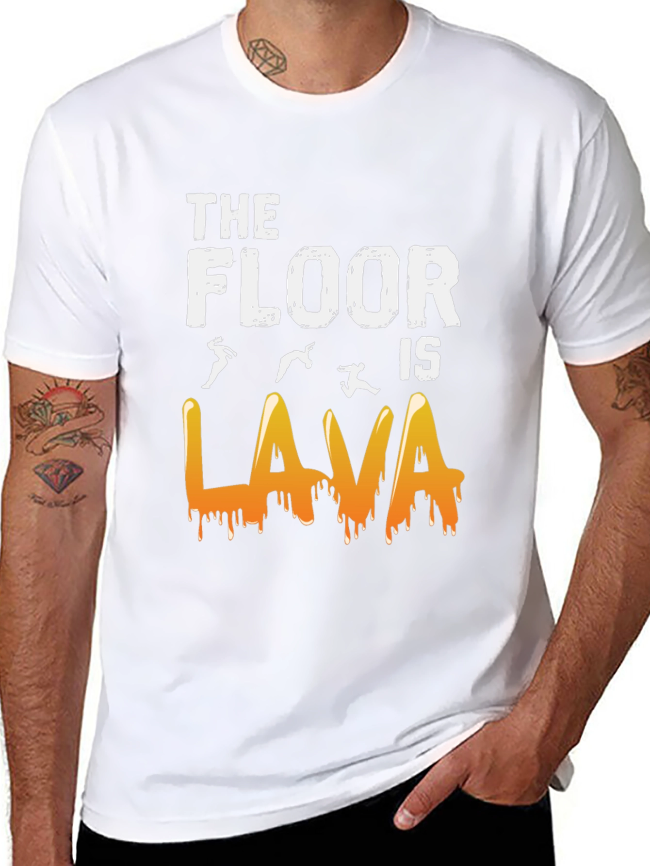 Black The Floor is Lava Graphic Tee - Fun Novelty T-Shirt view 8