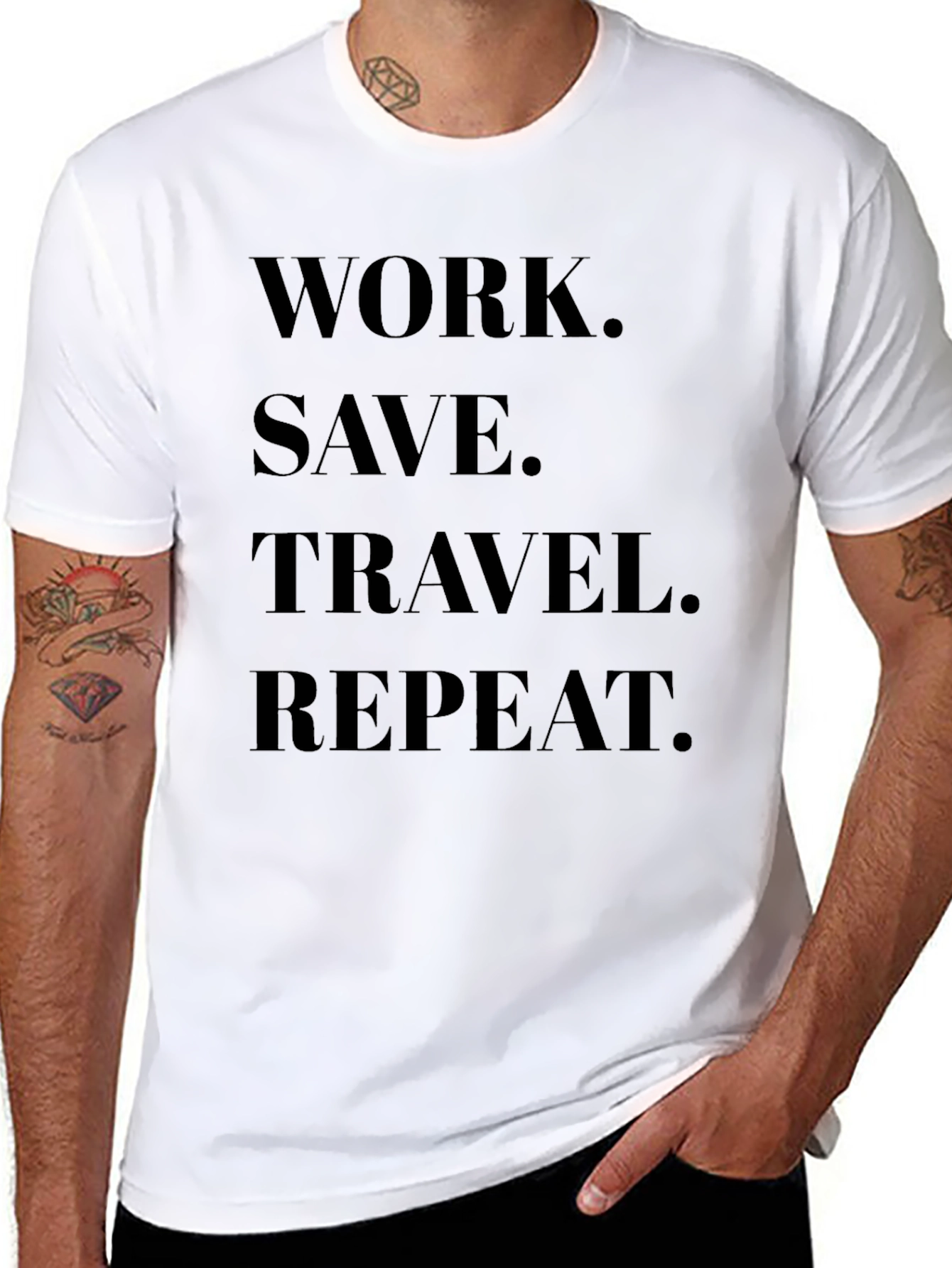 Black Work Save Travel Repeat Black Graphic Tee view 8