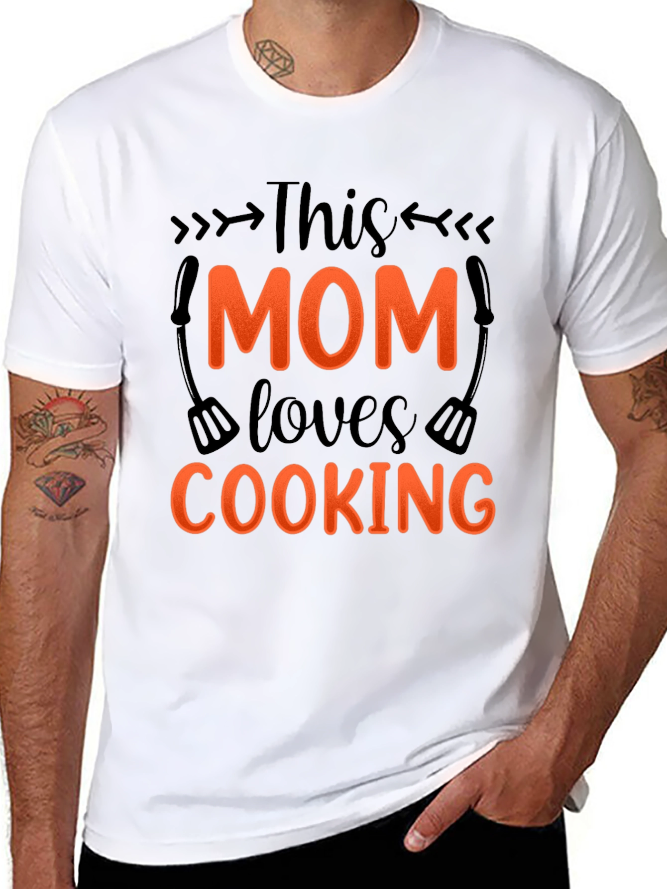 Black This Mom Loves Cooking - Graphic T-Shirt view 8