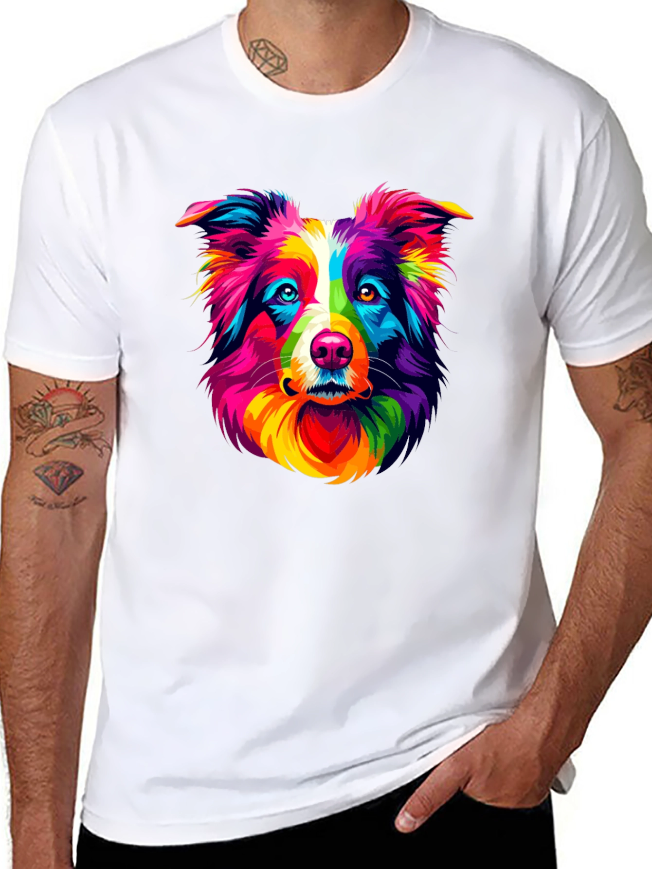 Black Colorful Dog Graphic Tee - Bold Pet Lover T-Shirt view 8