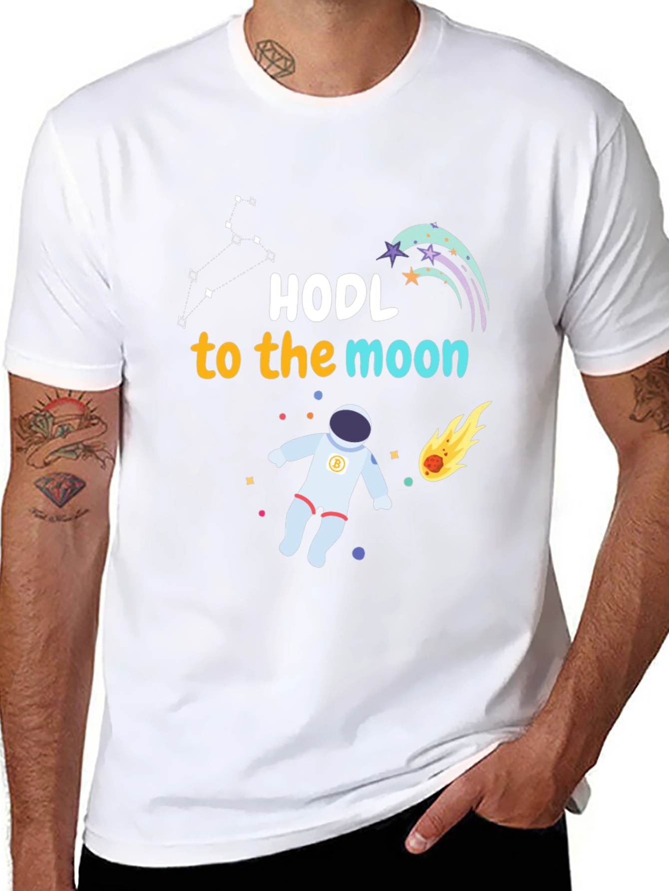 Black HODL to the Moon Graphic Tee - Crypto Astronaut view 8