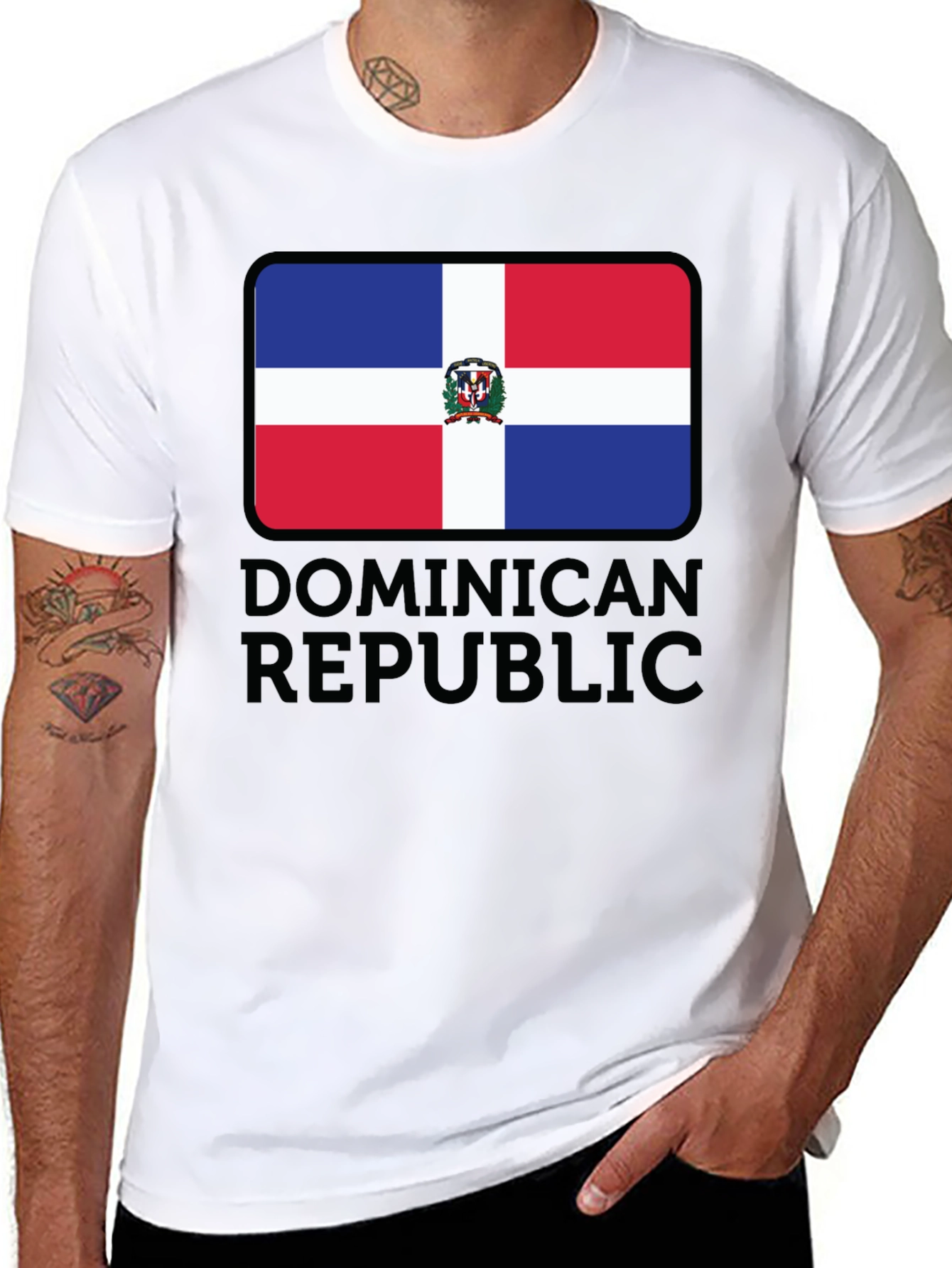 Black Dominican Republic Flag T-Shirt view 8
