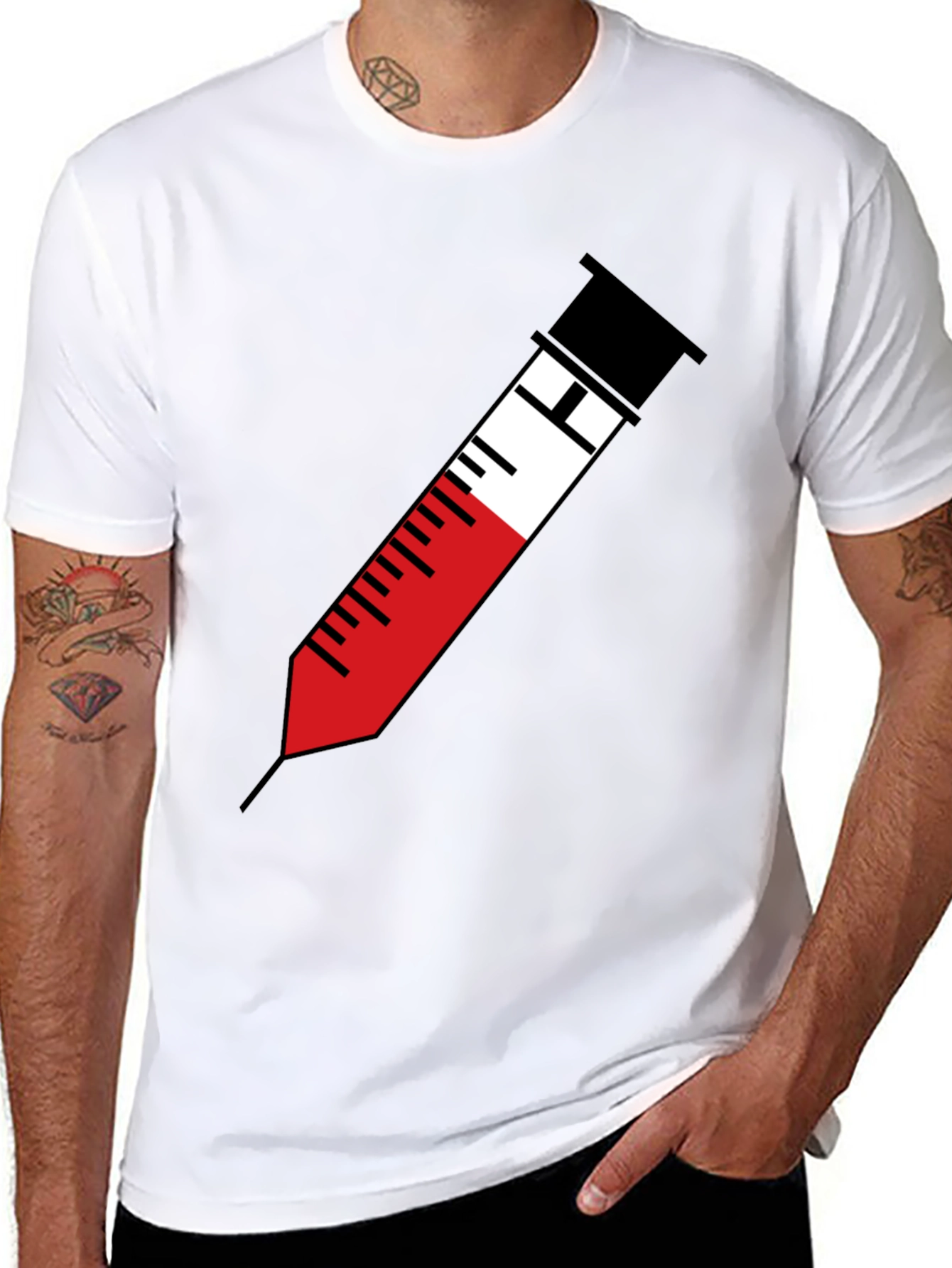 Black Syringe Graphic Tee - Bold Medical Humor T-Shirt view 8