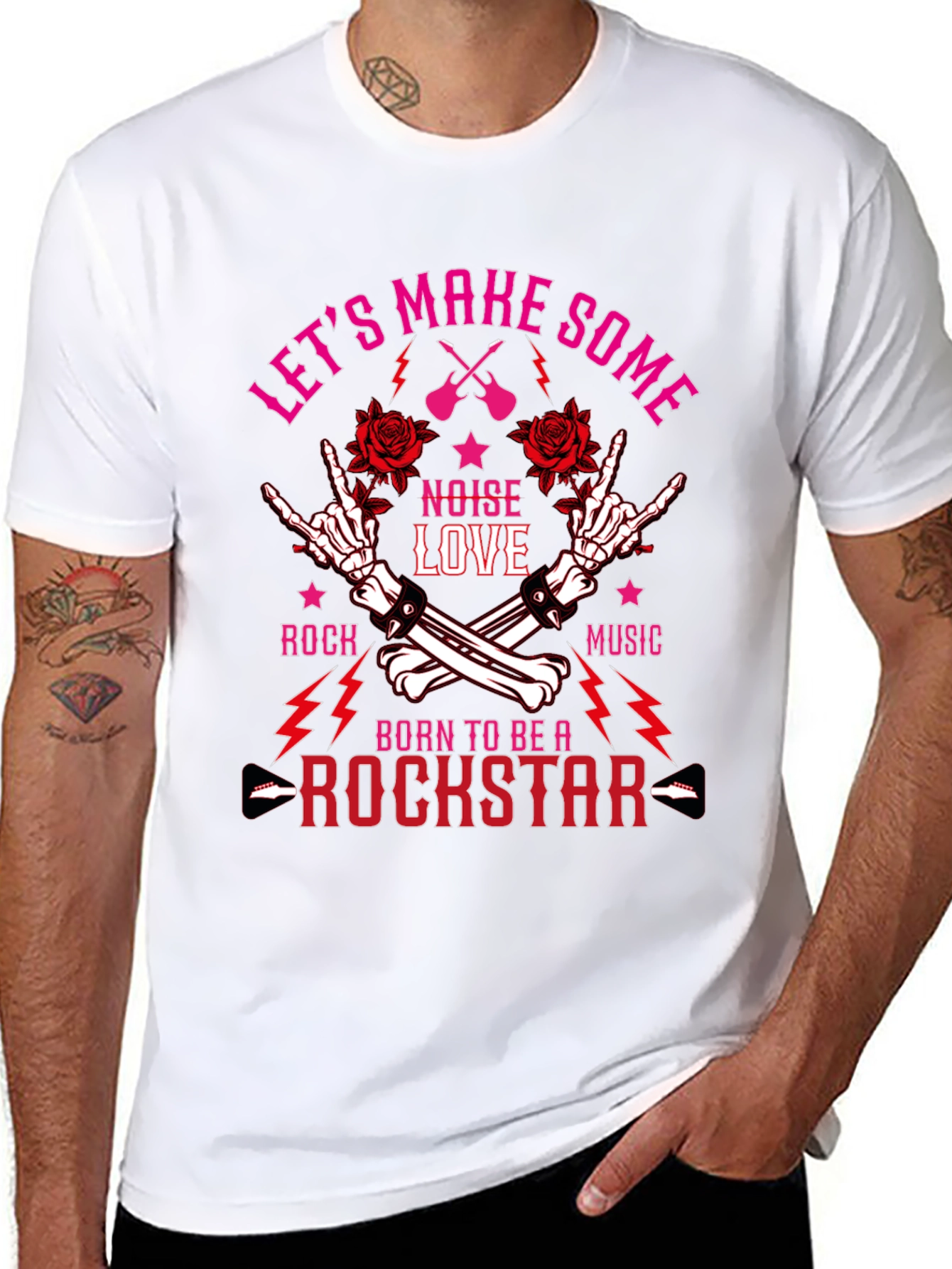 Black Born to be a Rockstar T-Shirt view 8