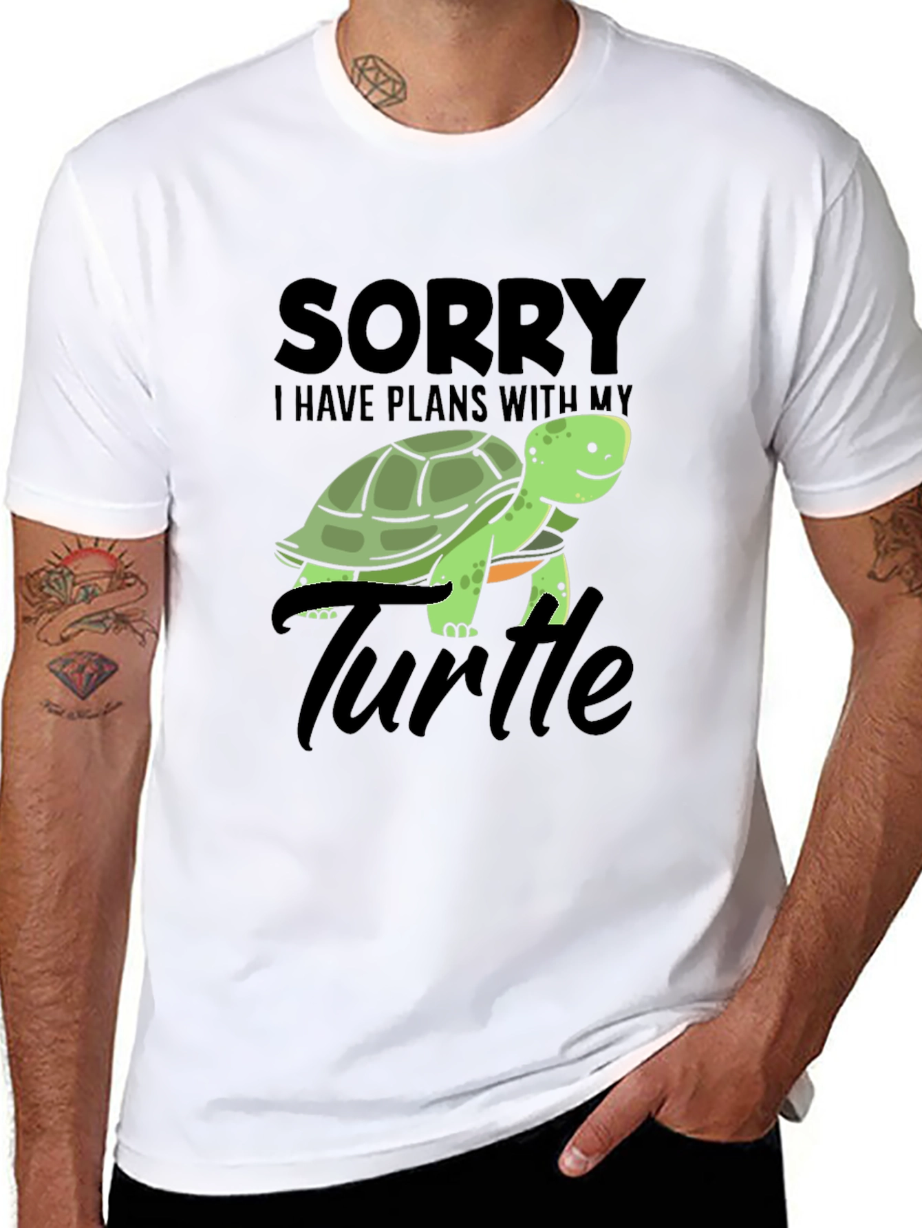 Black Sorry I Have Plans With My Turtle T-Shirt view 8
