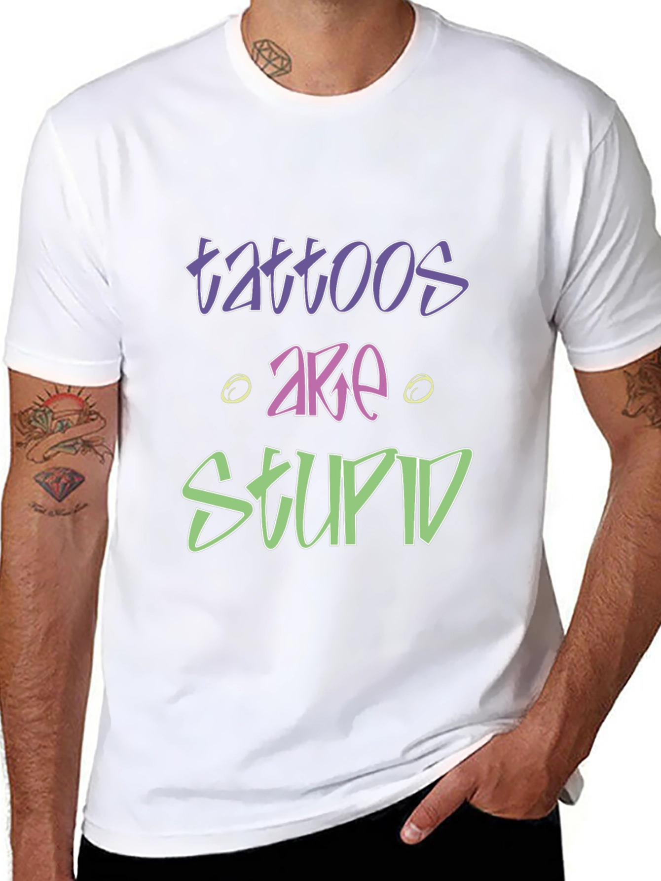 Black Tattoos Are Stupid Black Graphic Tee view 8