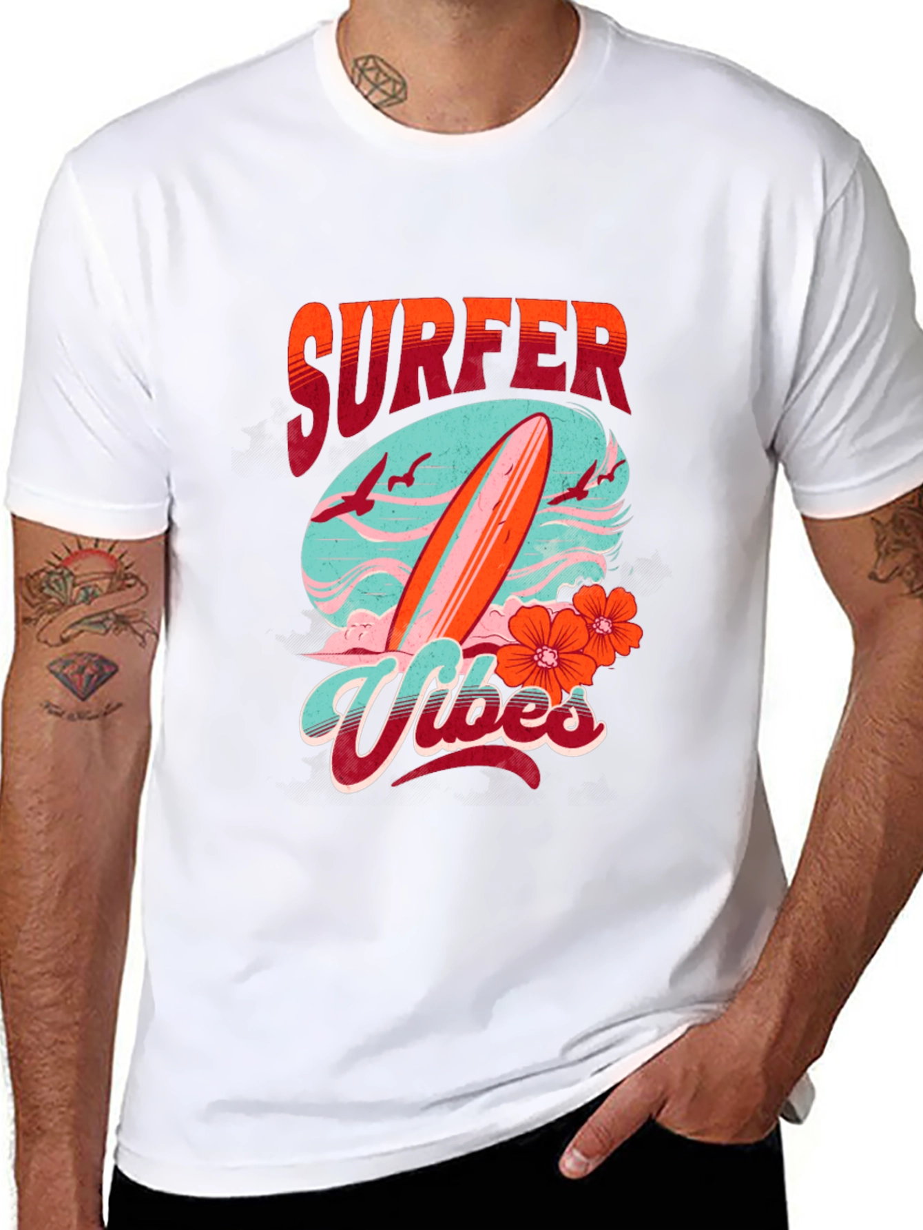 Black Surfer Vibes Graphic Tee - Black view 8