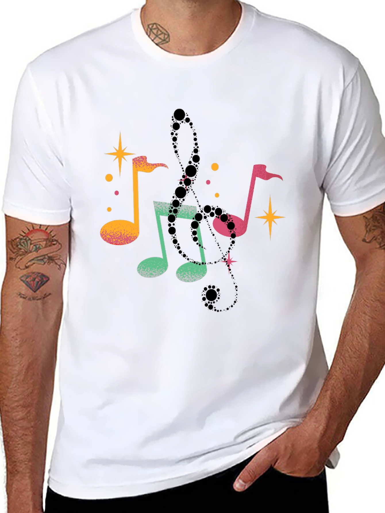 Black Musical Notes Black T-Shirt view 8