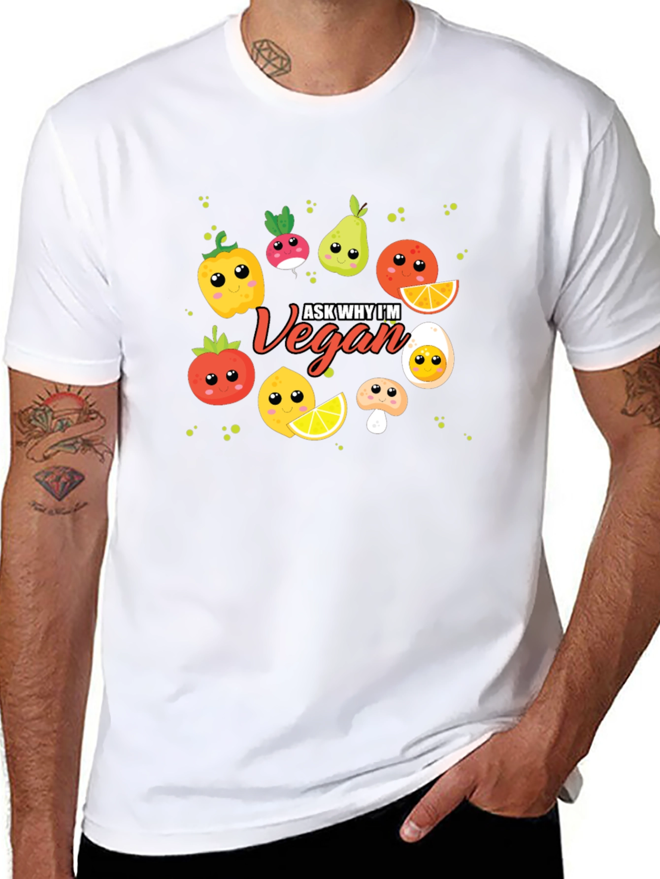 Black Ask Why I'm Vegan Funny Food T-Shirt view 8