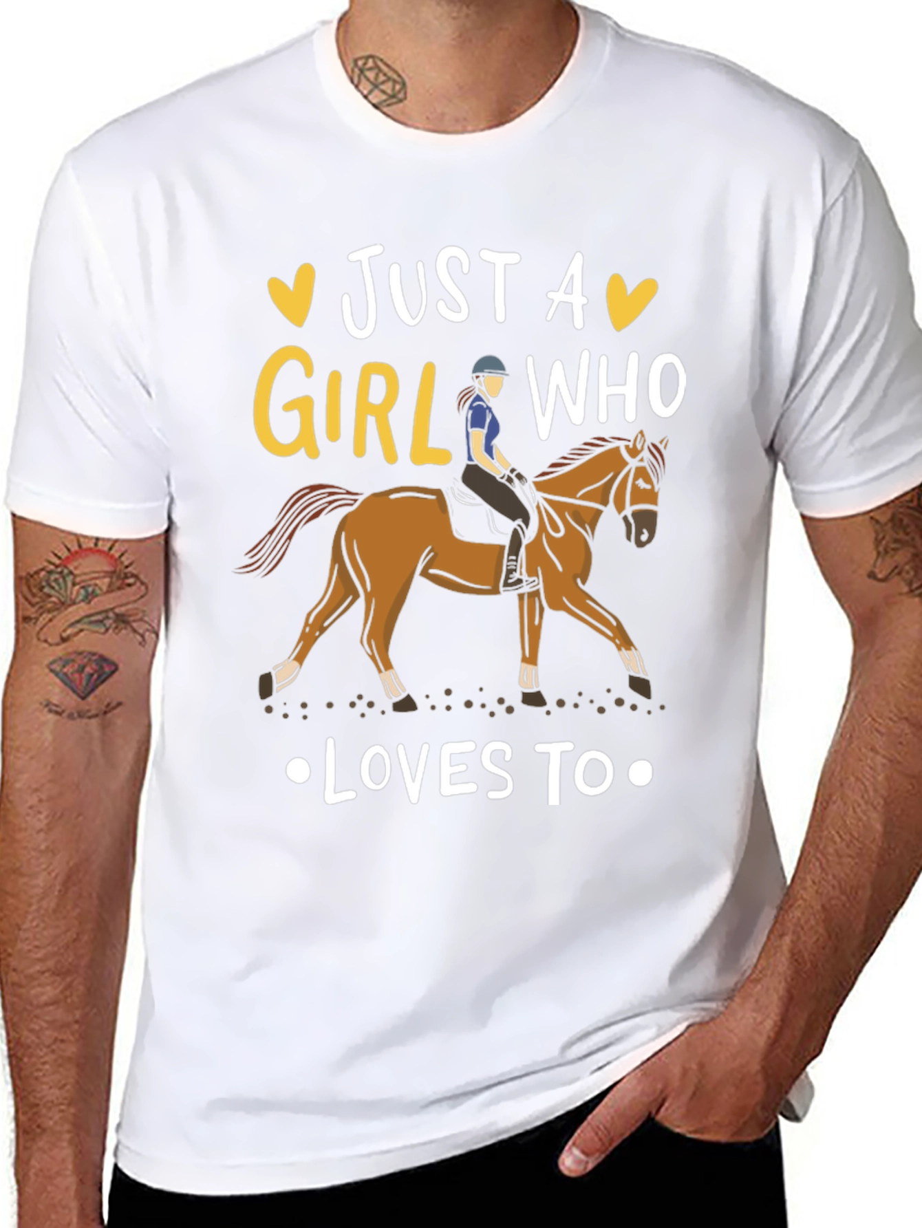 Black Just A Girl Who Loves Horses T-Shirt view 8