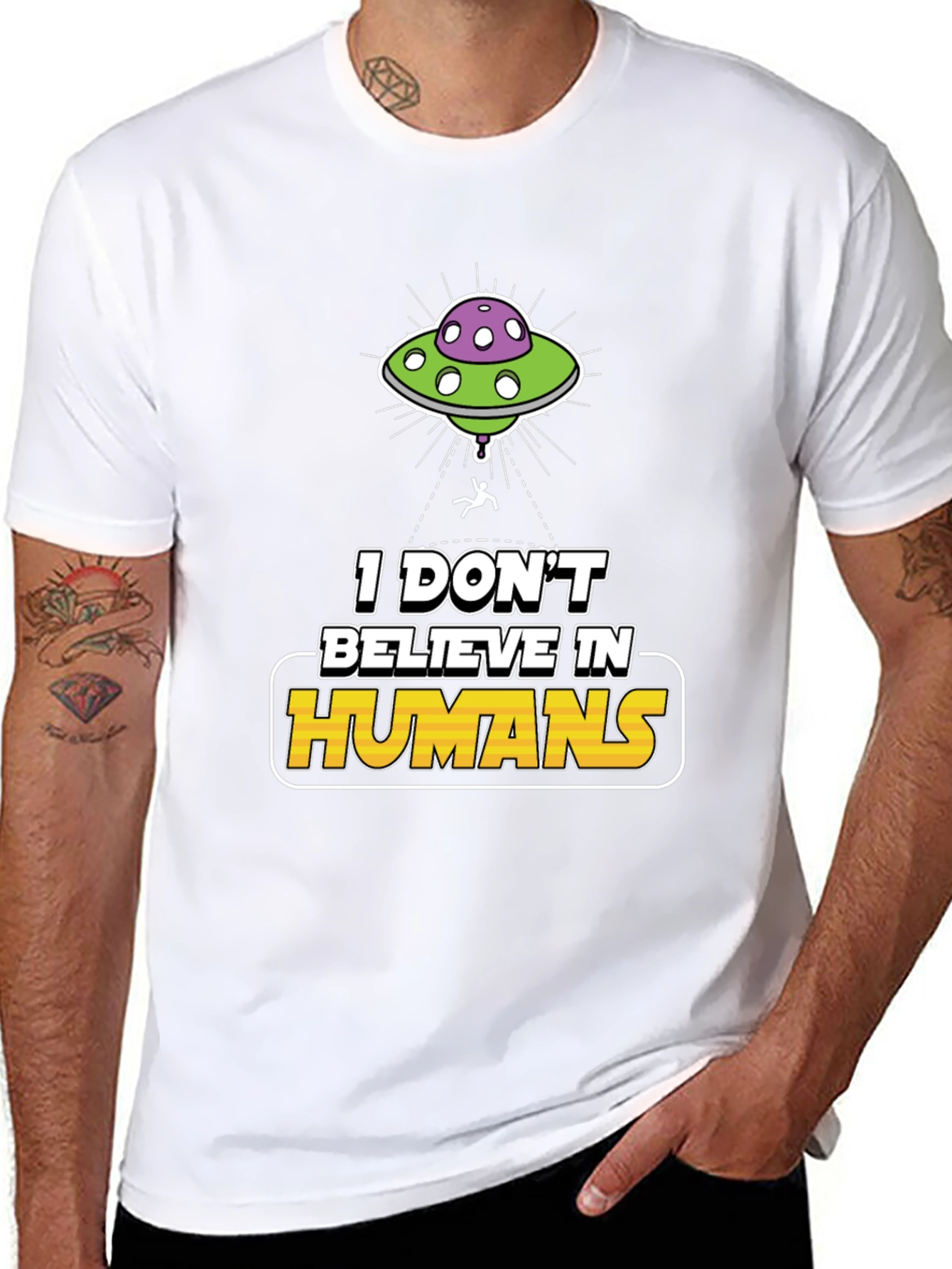I Don't Believe In Humans Alien Graphic Tee - 8