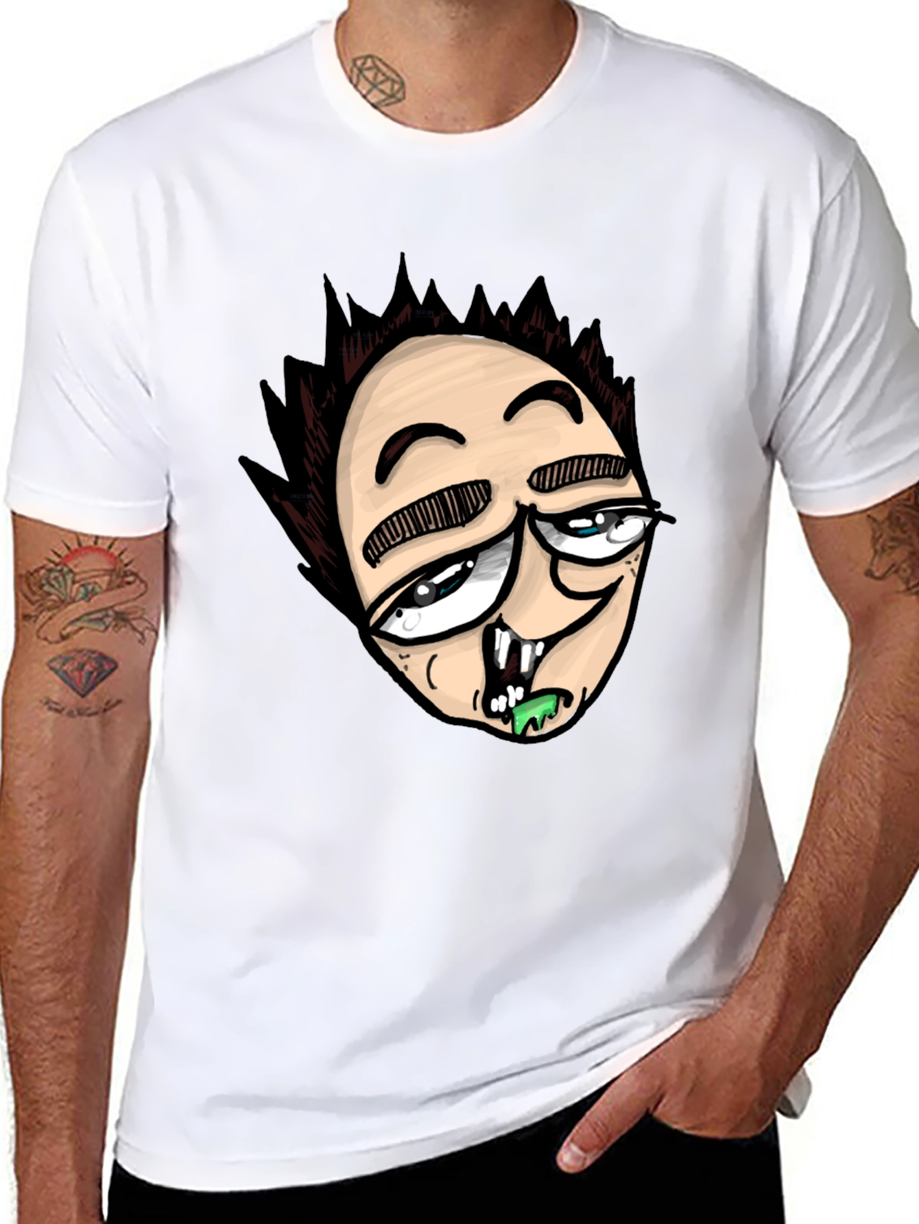 Black Cartoon Character Graphic Print Black T-Shirt view 8