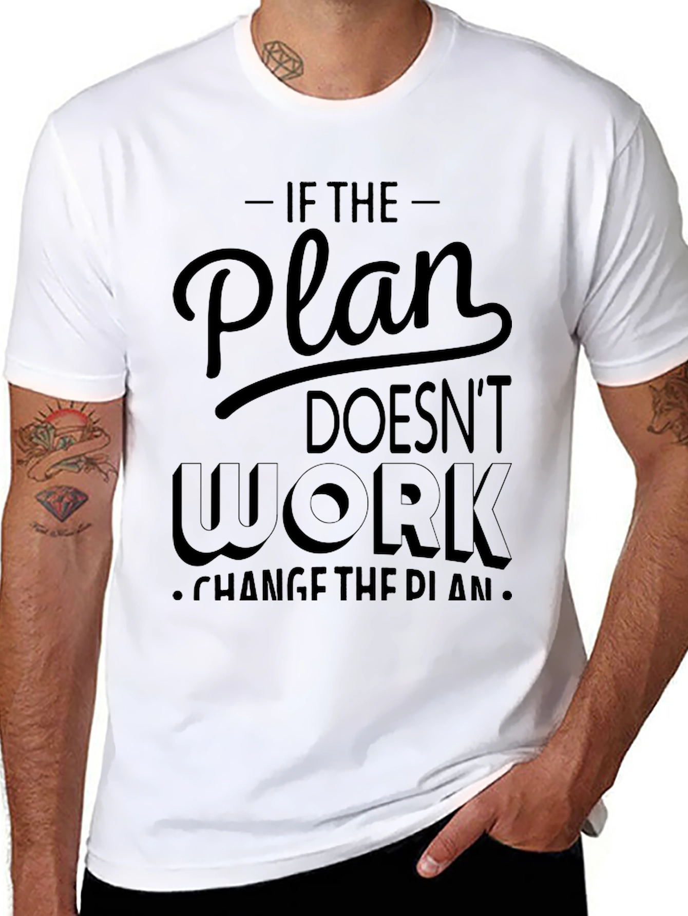 Black Motivational Graphic T-Shirt - Plan Doesn't Work view 8