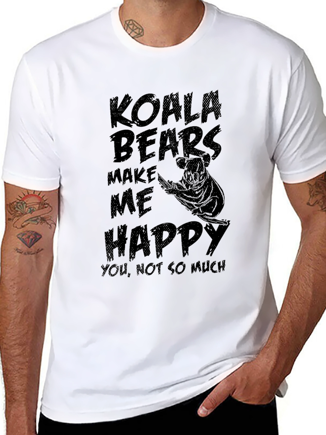 Black Koala Bears Make Me Happy Graphic T-Shirt view 8