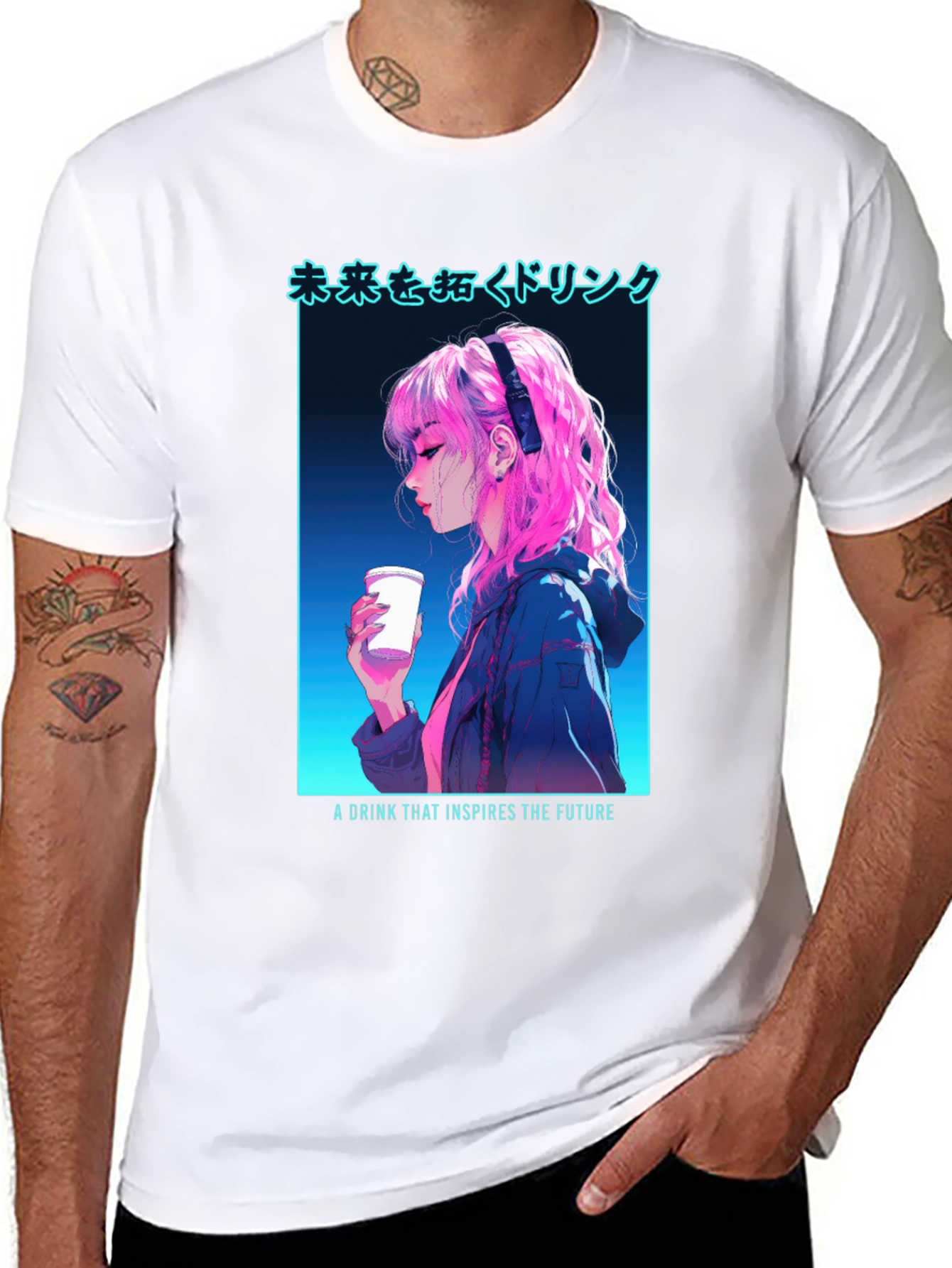 Black Anime Girl Drink T-Shirt - Inspire The Future view 8