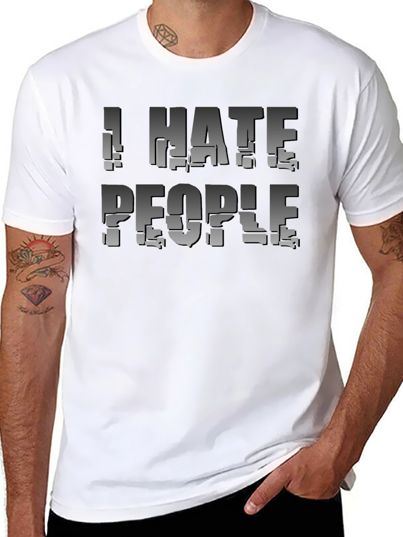 Black I Hate People Graphic Tee - Funny Sarcastic T-Shirt view 8