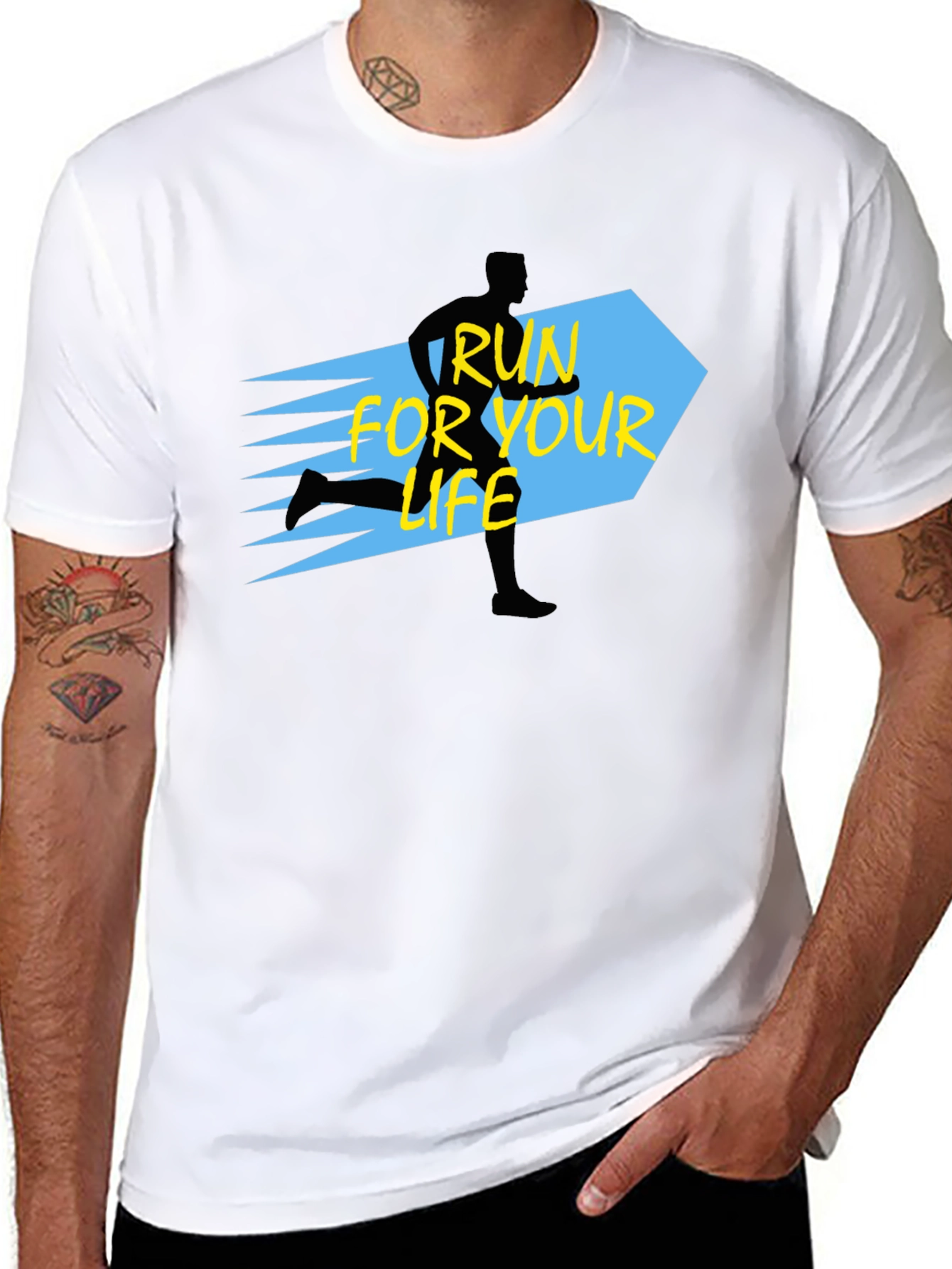 Black Run For Your Life Black Graphic Tee view 8