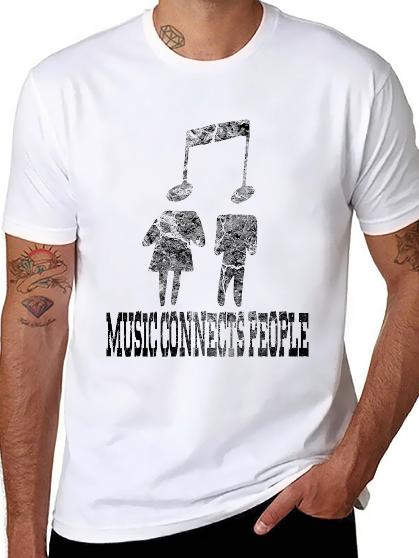 Black Music Connects People Black Graphic T-Shirt view 8