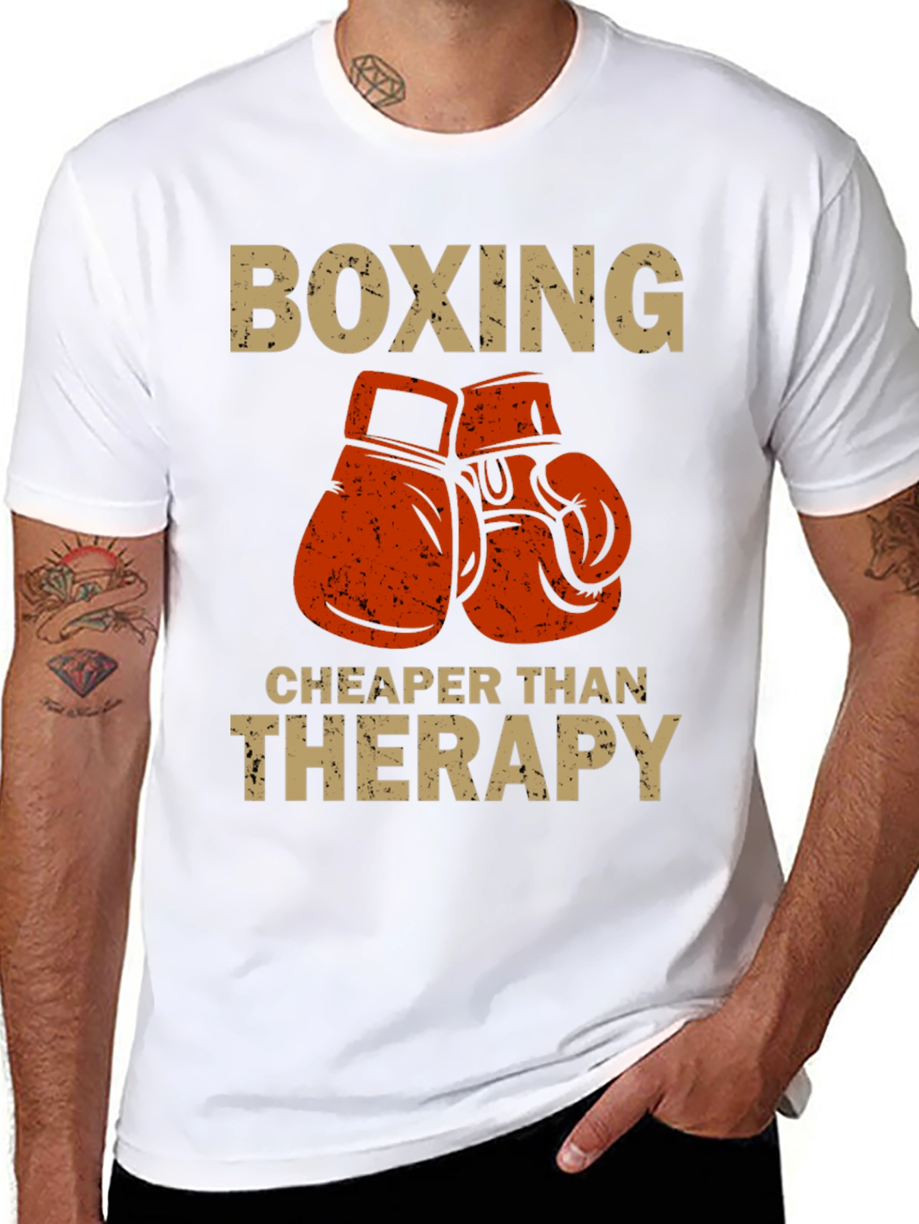 Black Boxing Cheaper Than Therapy T-Shirt view 8