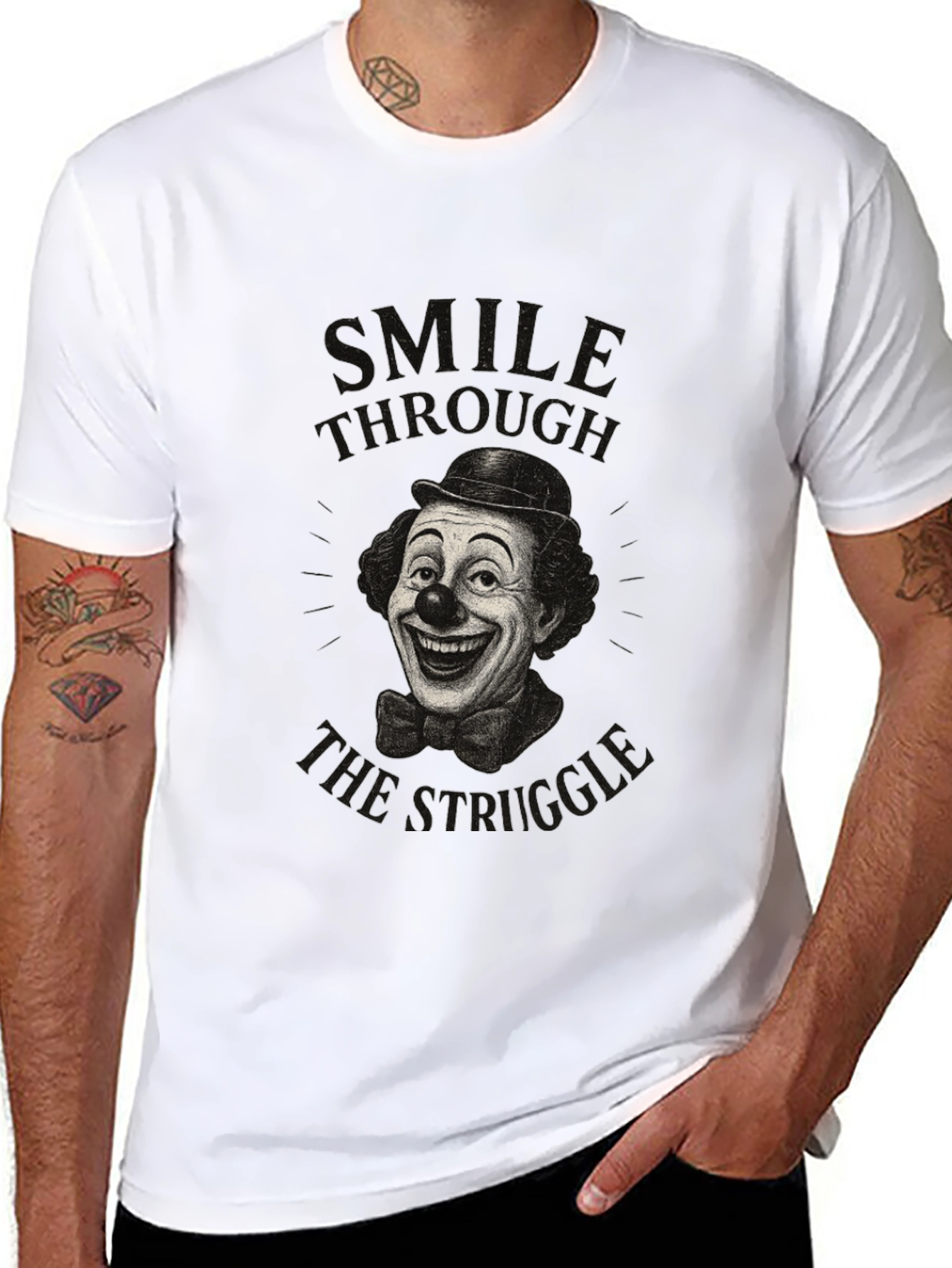 Black Smile Through the Struggle Clown Graphic Tee view 8