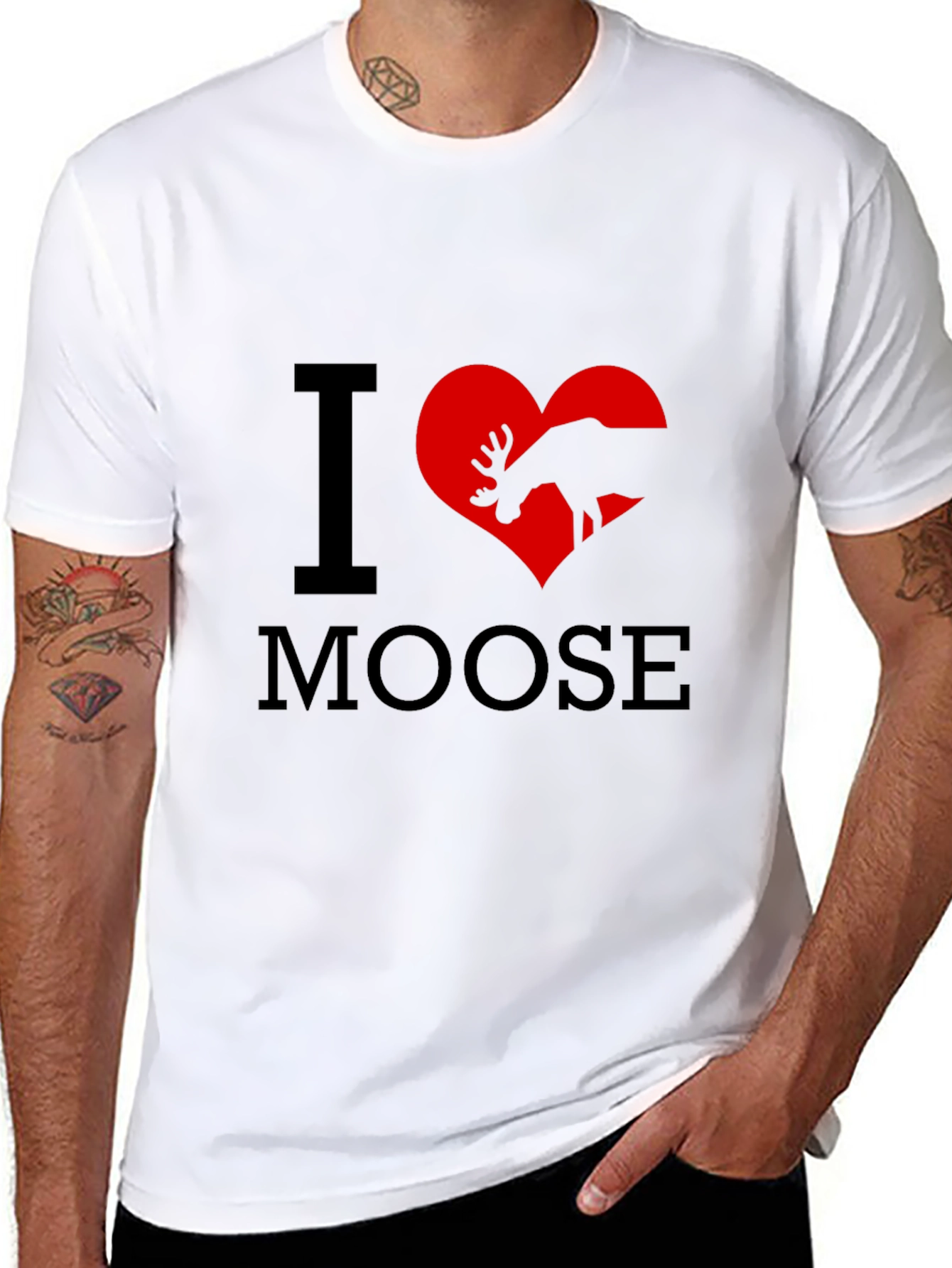 Black I Love Moose Graphic Tee - Black view 8