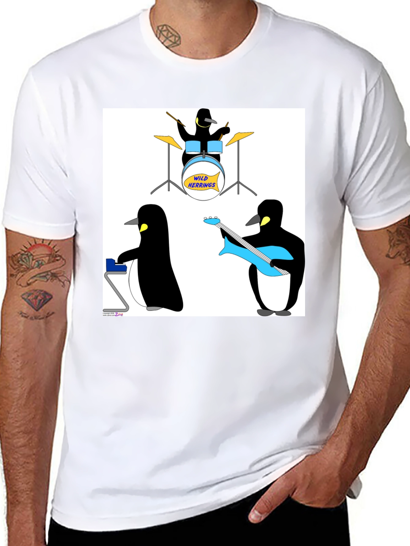 Black Penguin Band Graphic Tee - Black Cotton T-Shirt view 8