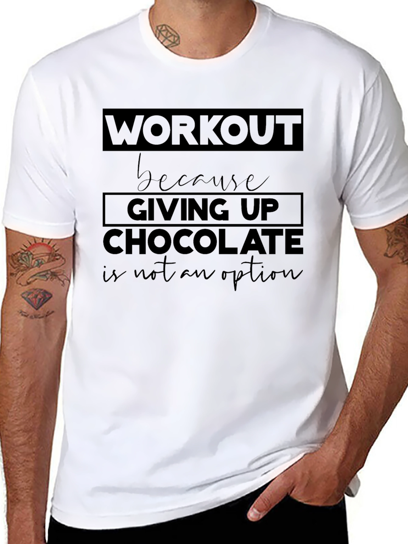 Black Workout for Chocolate Men's Black T-Shirt view 8