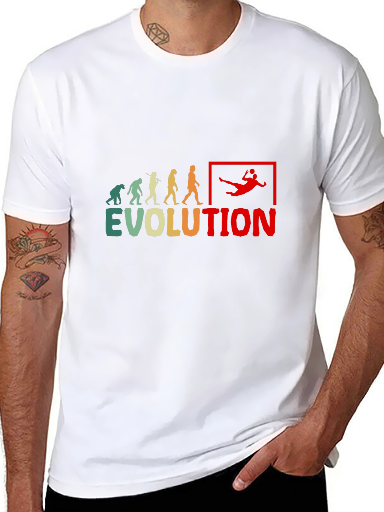 Black Evolution Handball Graphic Tee - Funny Sports T-Shirt view 8