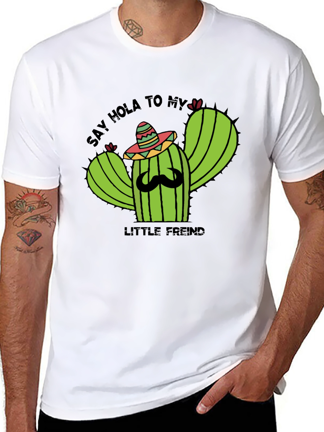 Black Hola Cactus T-Shirt - Funny Graphic Tee view 8