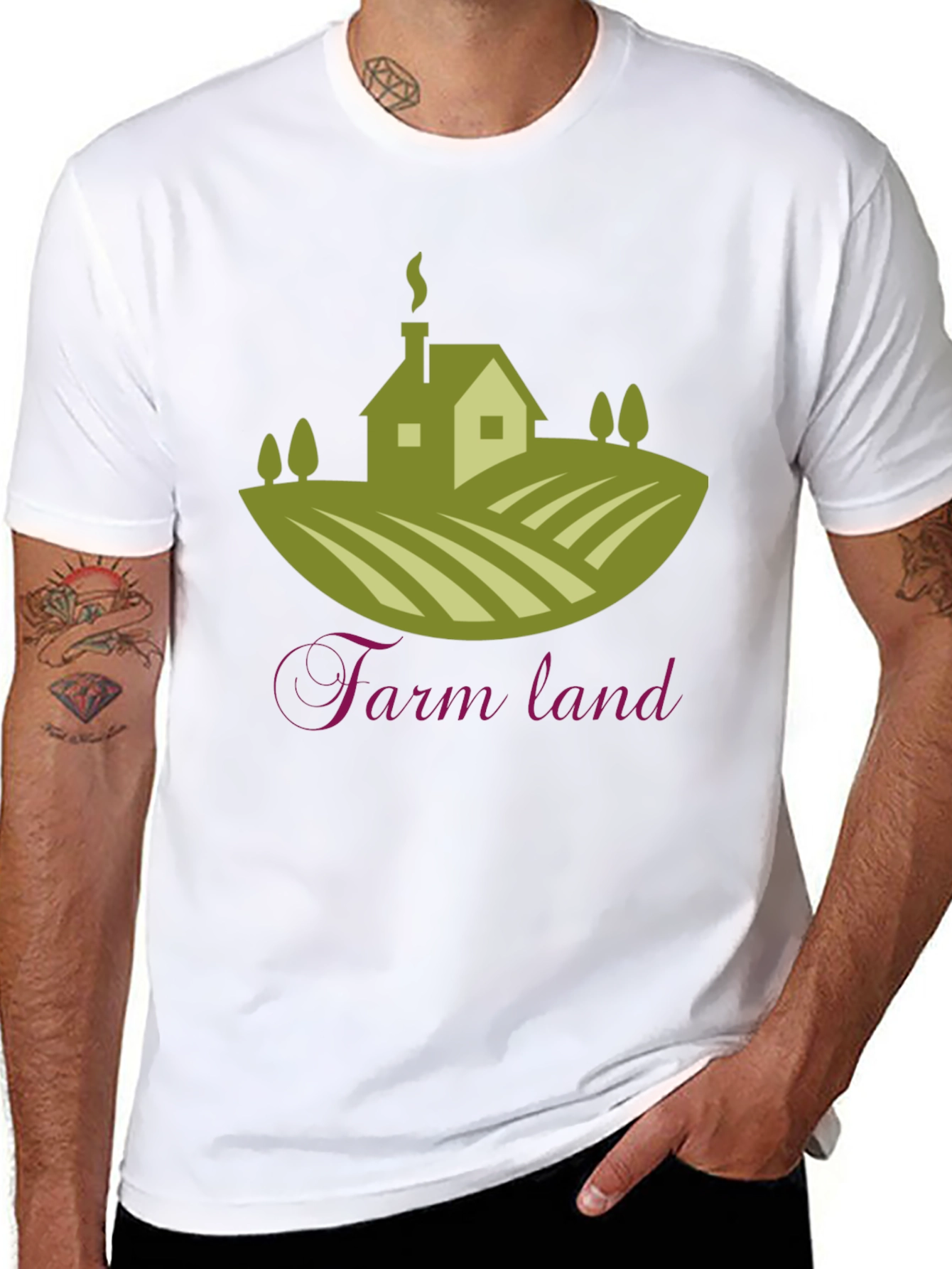 Black Farm Land Graphic T-Shirt | Classic Crew Neck Tee view 8