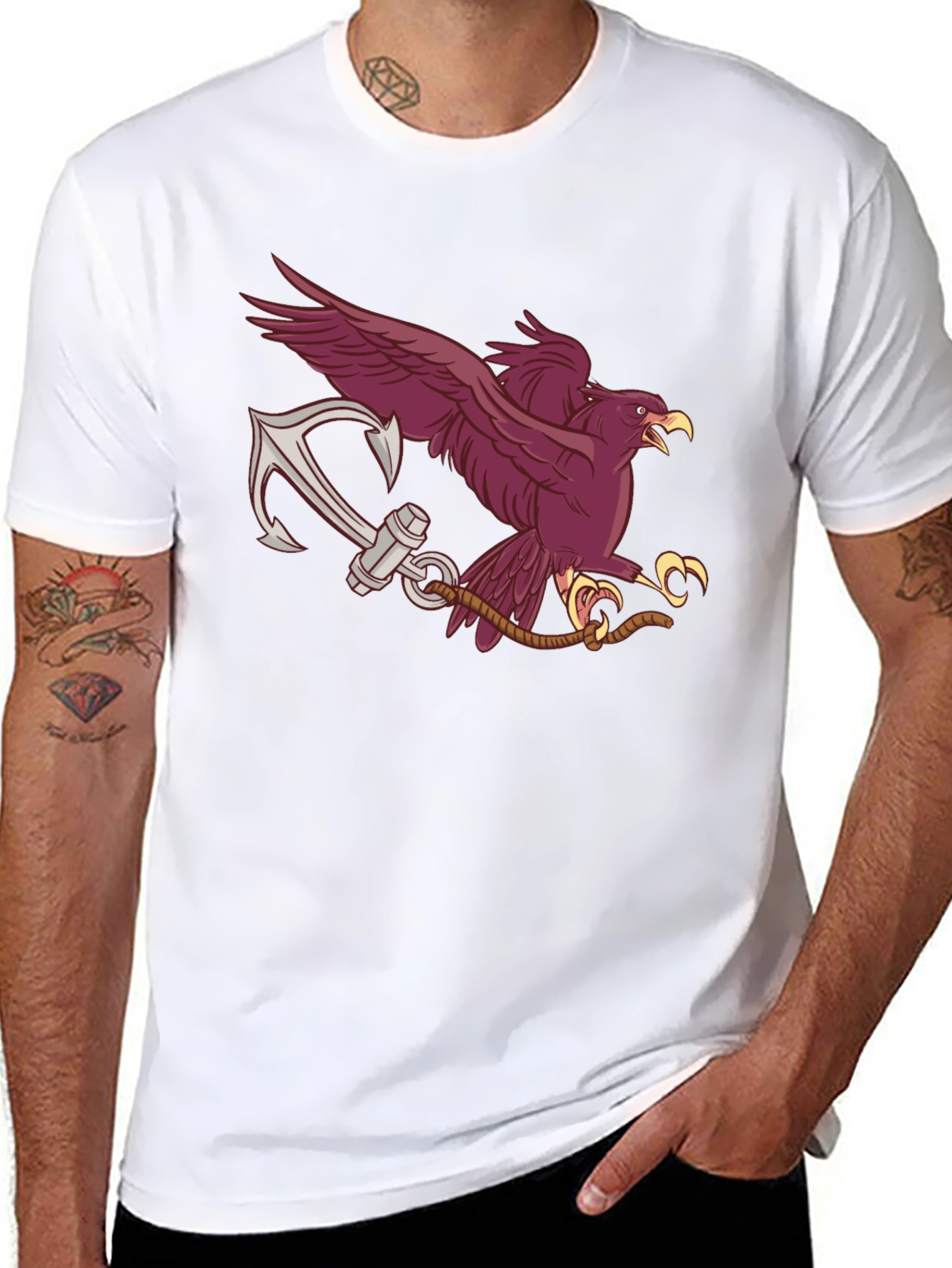 Black Eagle and Anchor Graphic Tee view 8