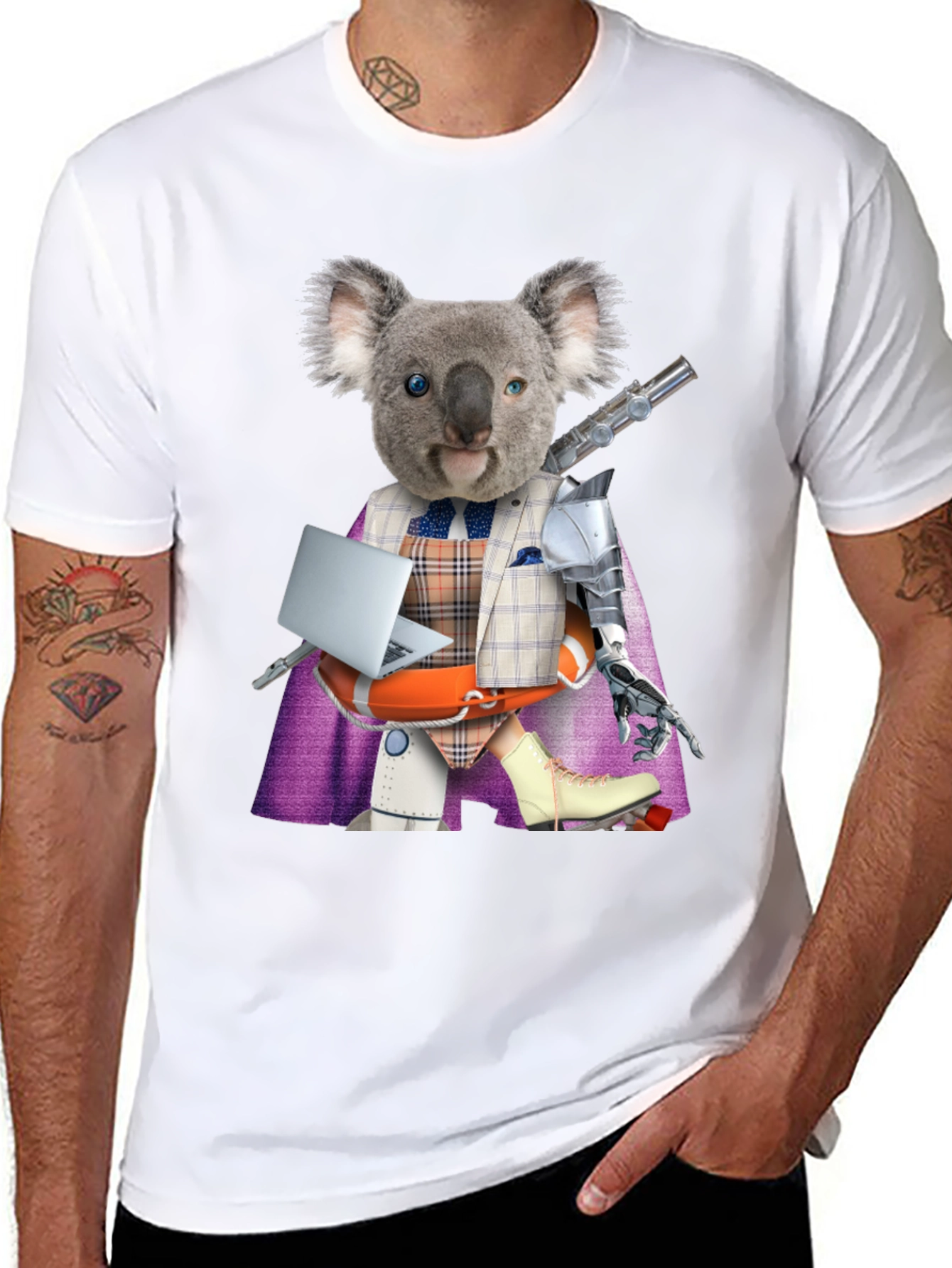 Black Koala Robot T-Shirt - Unique Graphic Tee view 8