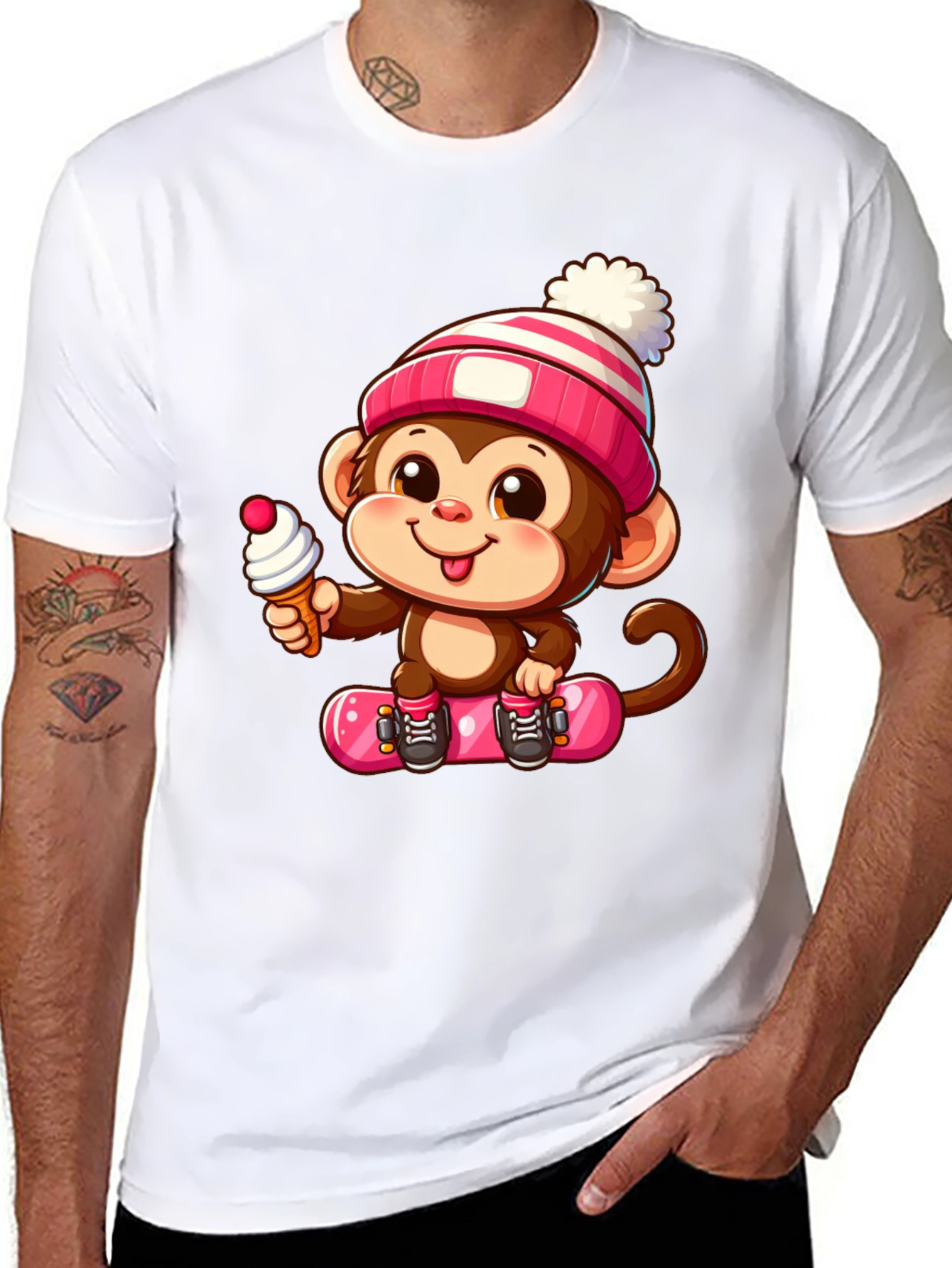 Black Monkey Skateboarder Graphic Tee view 8