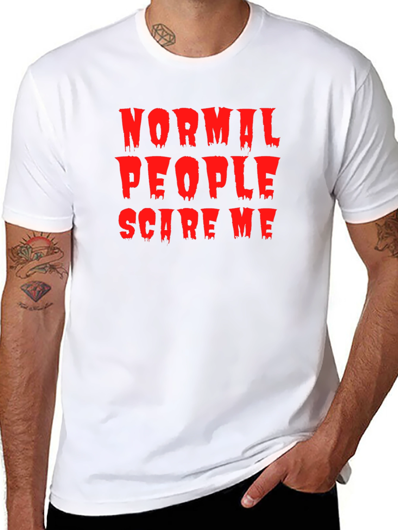 Black Normal People Scare Me T-Shirt - Halloween Tee view 8