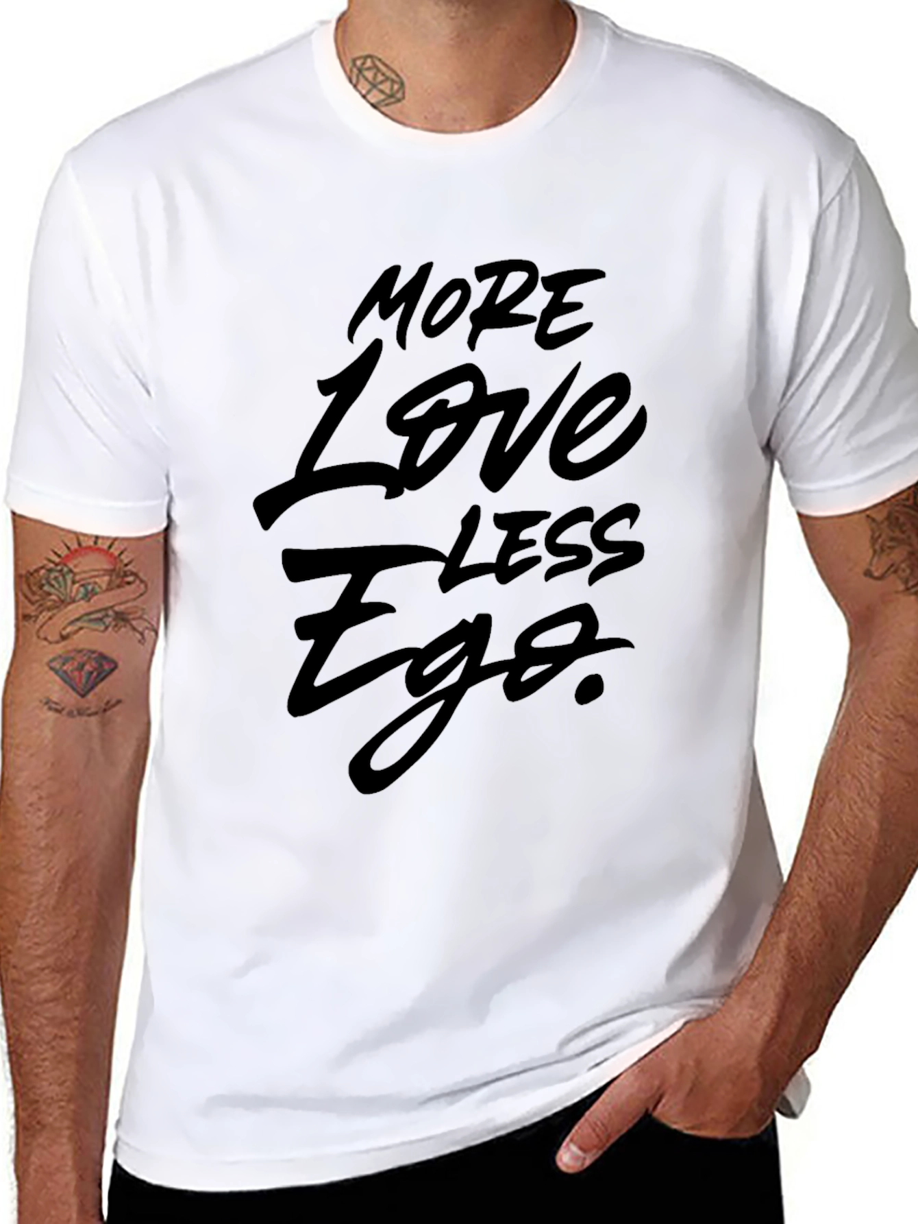 Black More Love Less Ego Graphic T-Shirt - Black view 8