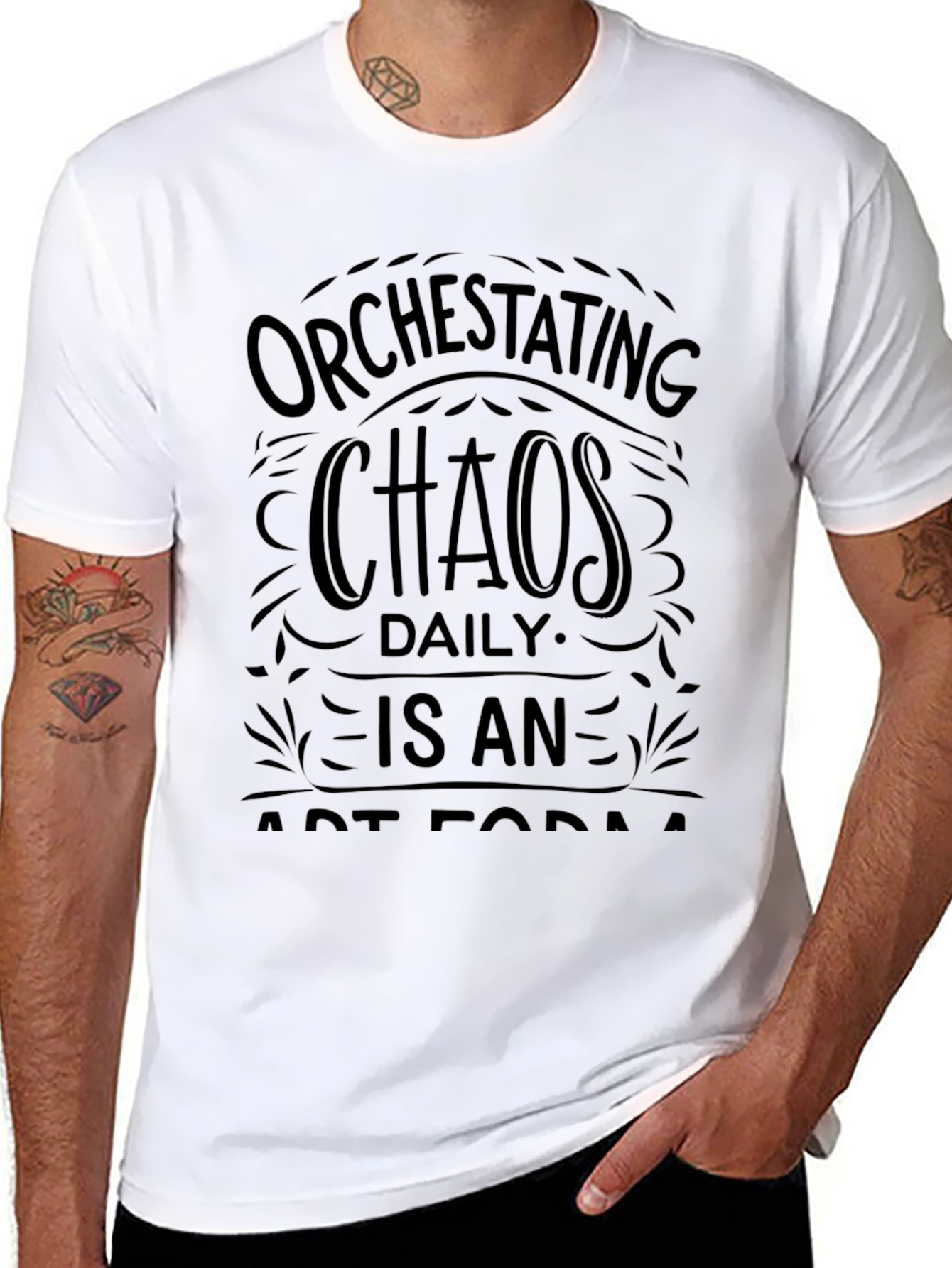 Black Orchestrating Chaos Daily T-Shirt - Black Graphic Tee view 8