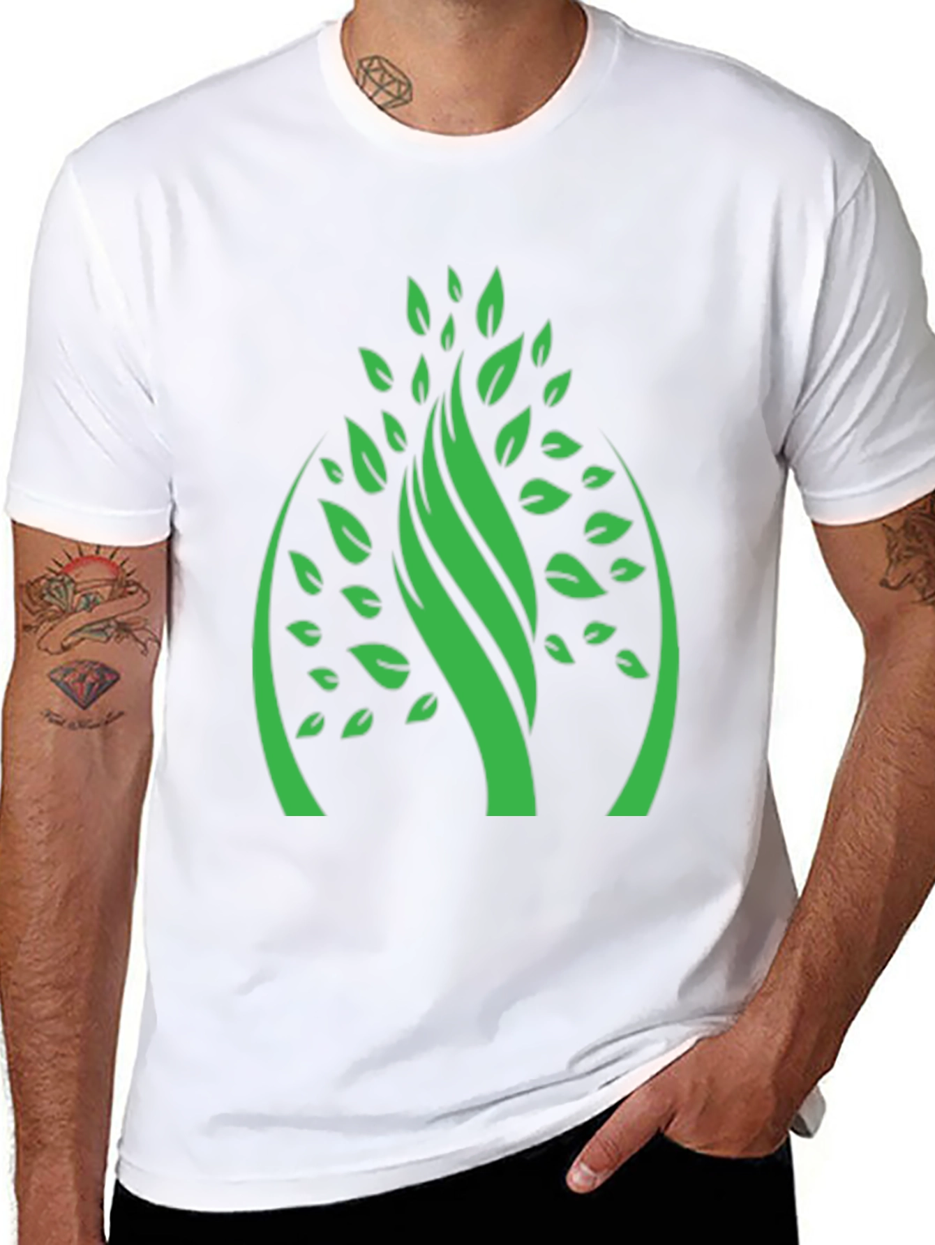 Black Green Tree Graphic Black T-Shirt view 8