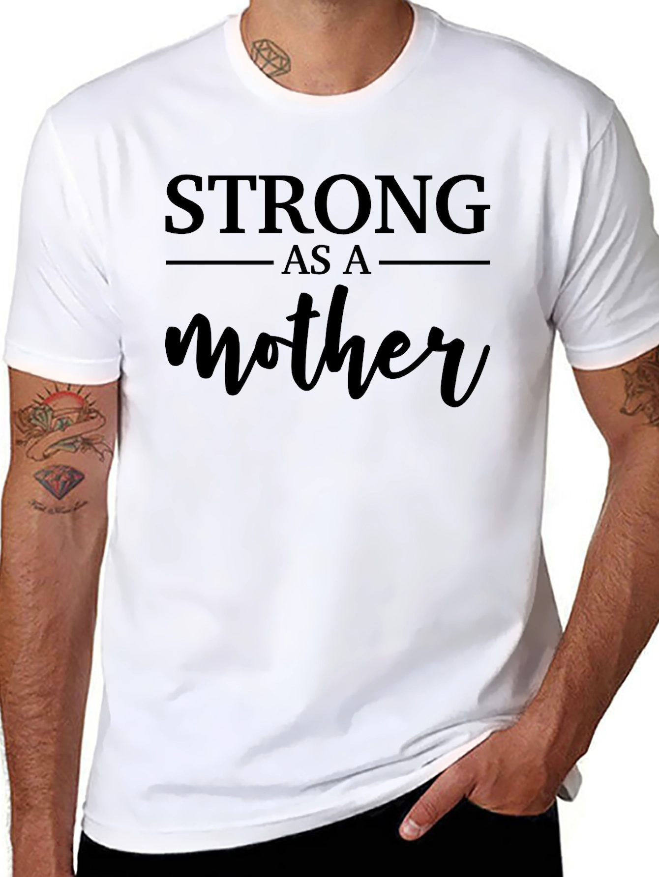 Black Strong As A Mother T-Shirt - Black view 8