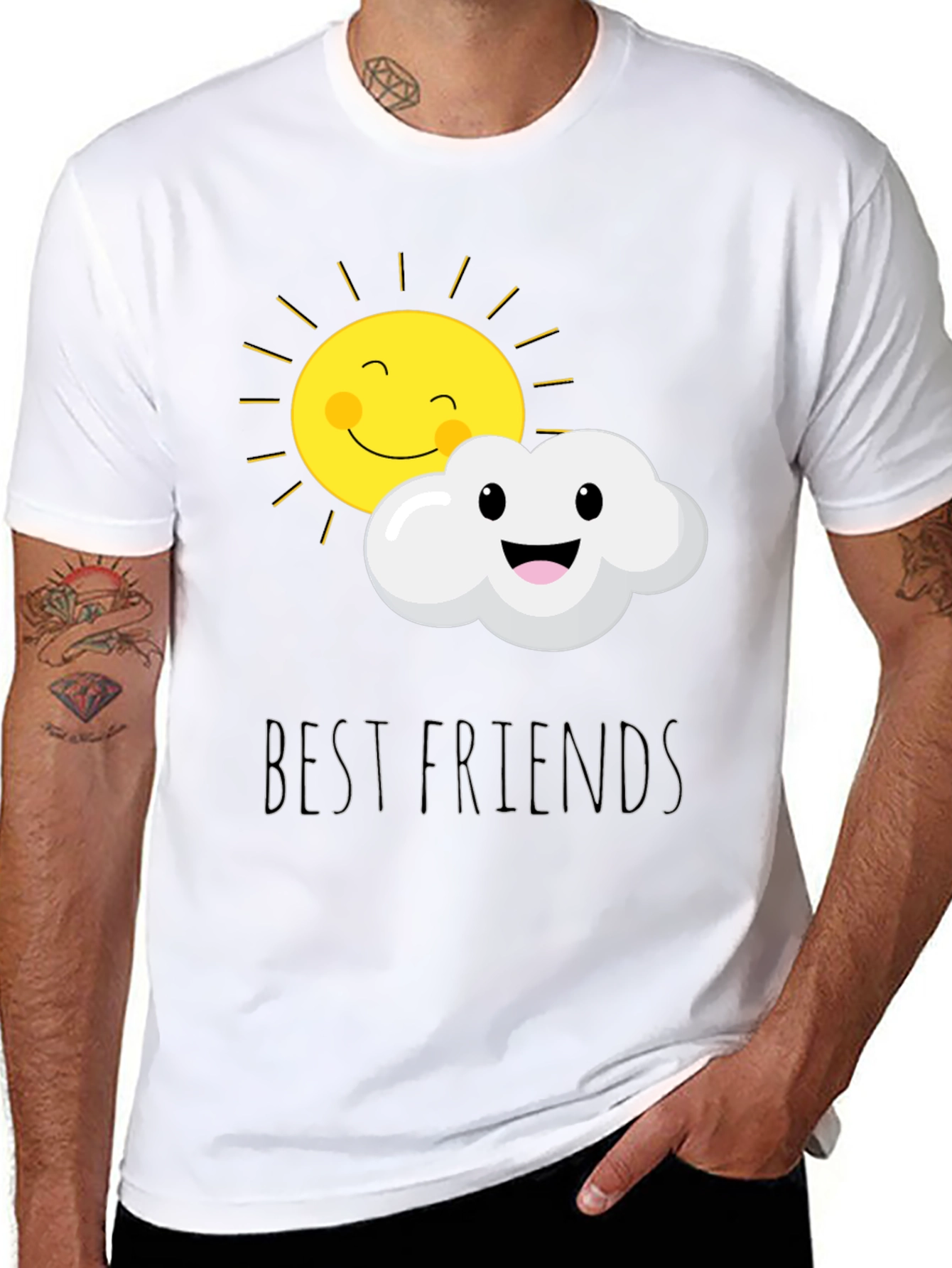 Black Best Friends Sun and Cloud Graphic T-Shirt view 8