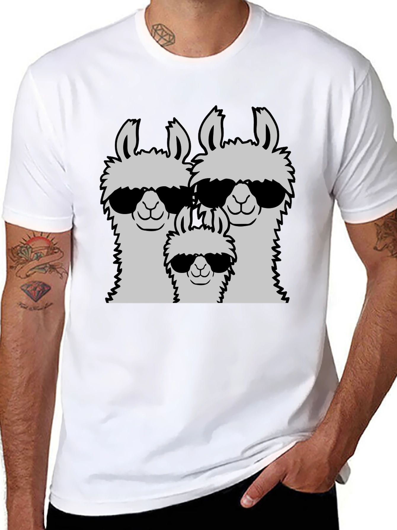 Black Llama Family T-Shirt - Cool Llama Dad, Mom, and Baby view 8